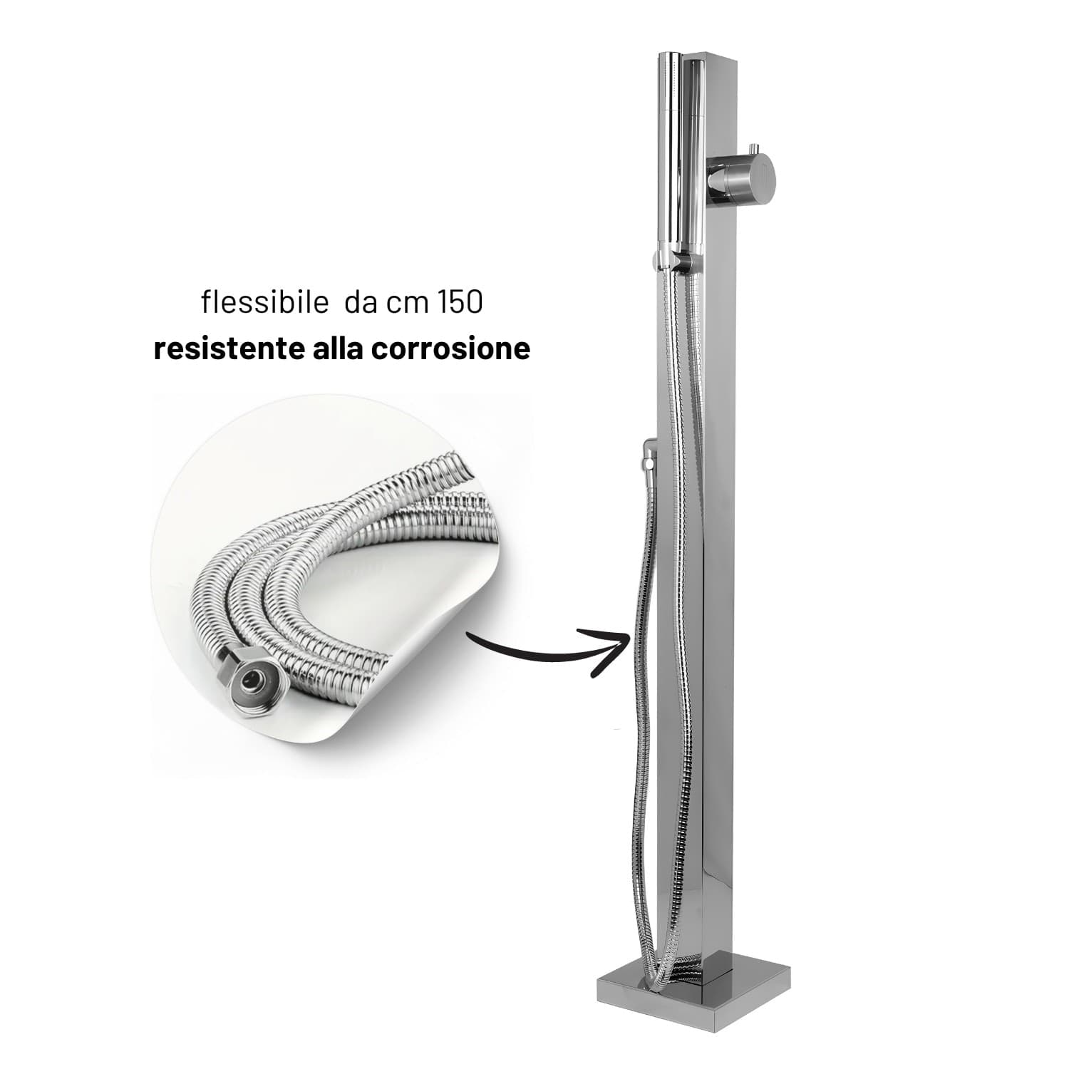 Fontana da Giardino a Colonna esterno in Acciaio Inox con Cover Impermeabile - 48
