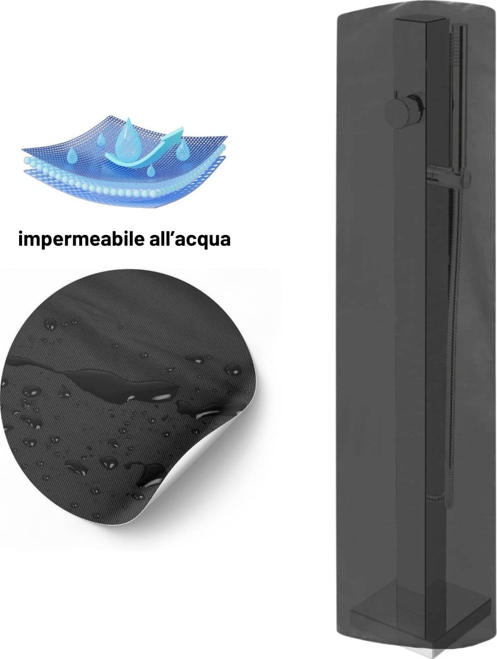 Fontana da Giardino a Colonna esterno in Acciaio Inox con Cover Impermeabile - 53