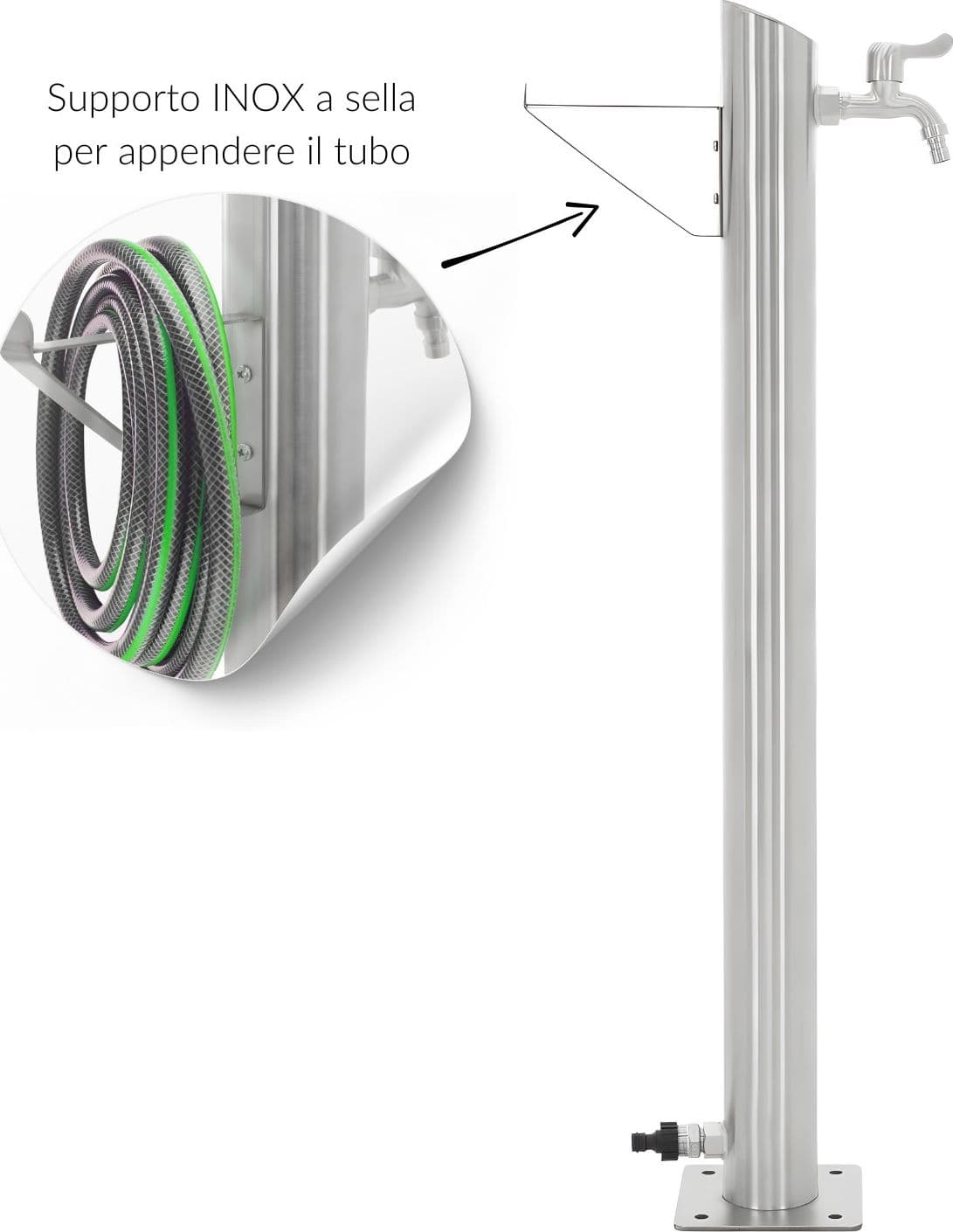 Fontana da Giardino a Colonna esterno in Acciaio Inox con Cover Impermeabile - 9