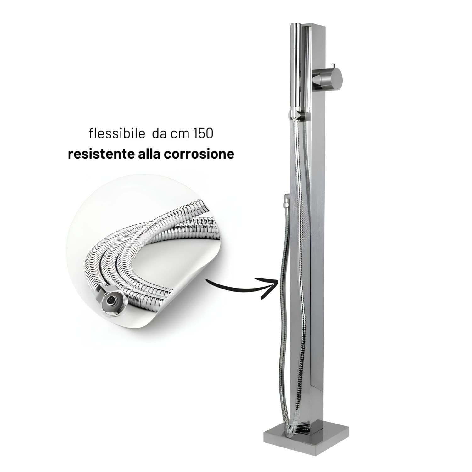 Fontana da Giardino a Colonna esterno SALICE Acciaio Inox Con Miscelatore 100 CM - 5