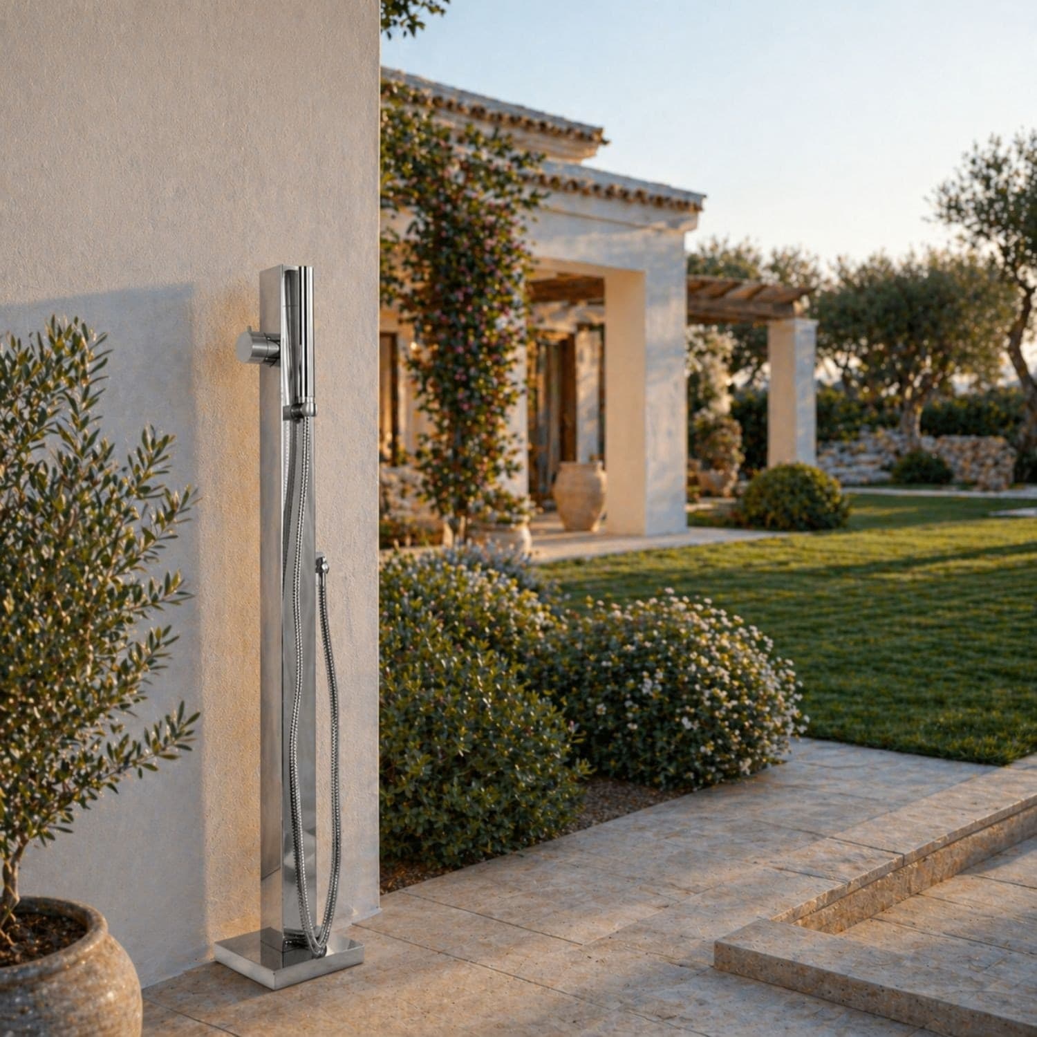 Fontana da Giardino a Colonna esterno SALICE Acciaio Inox Con Miscelatore 100 CM - 7