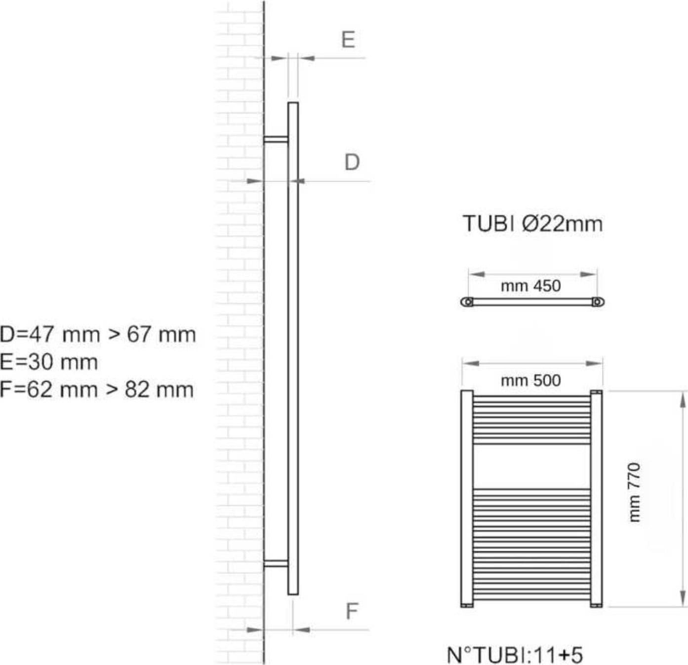 Termoarredo Scaldasalviette Tubolare Tondo In Acciaio Bianco Opaco - 12