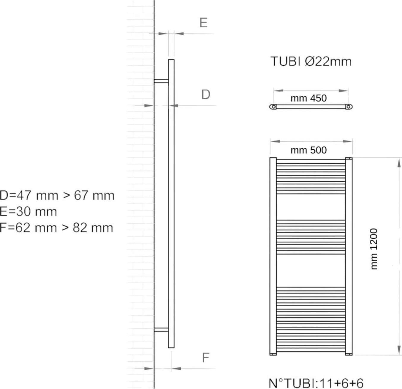 Termoarredo Scaldasalviette Tubolare Tondo In Acciaio Bianco Opaco - 18