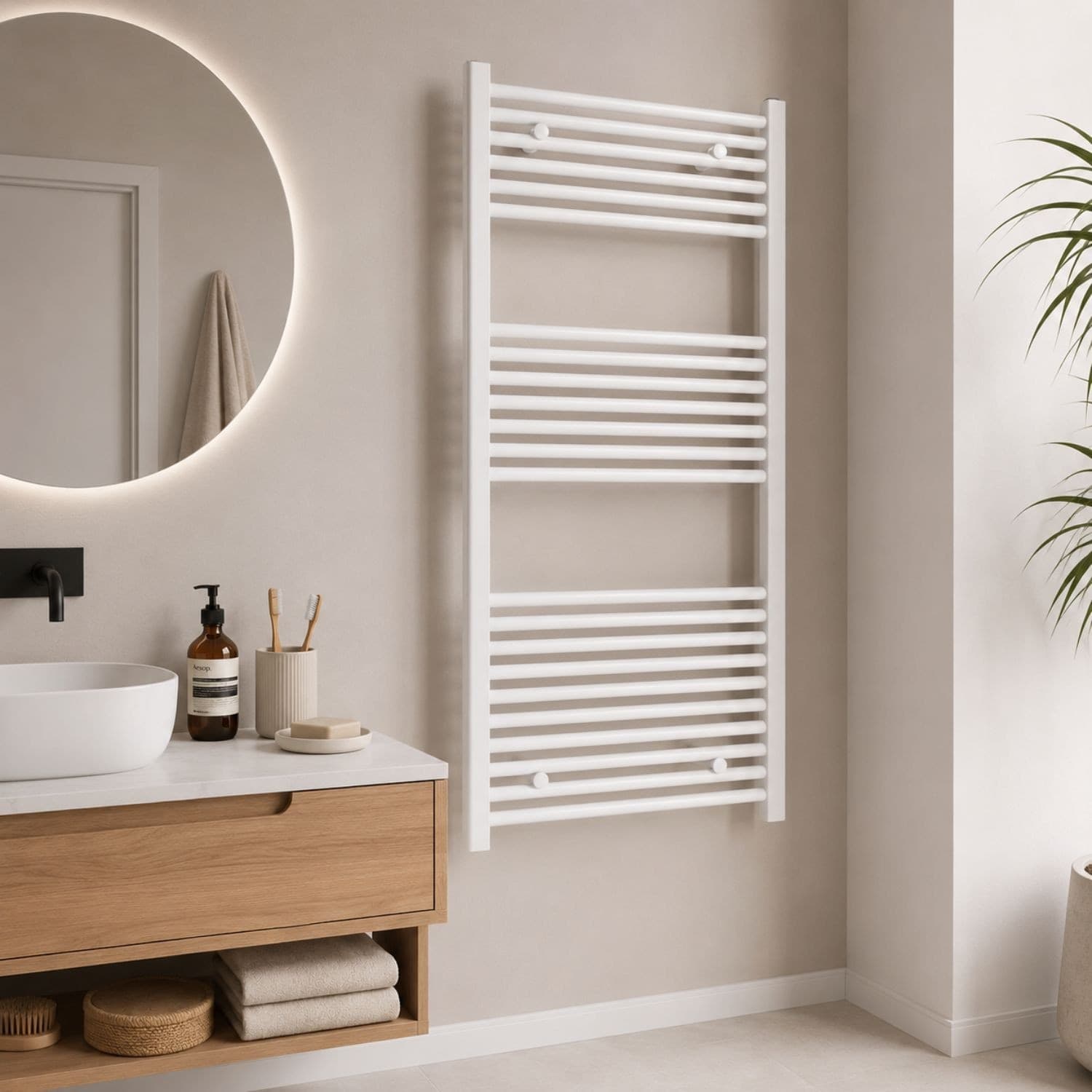 Termoarredo Scaldasalviette Tubolare Tondo In Acciaio Bianco Opaco - 19