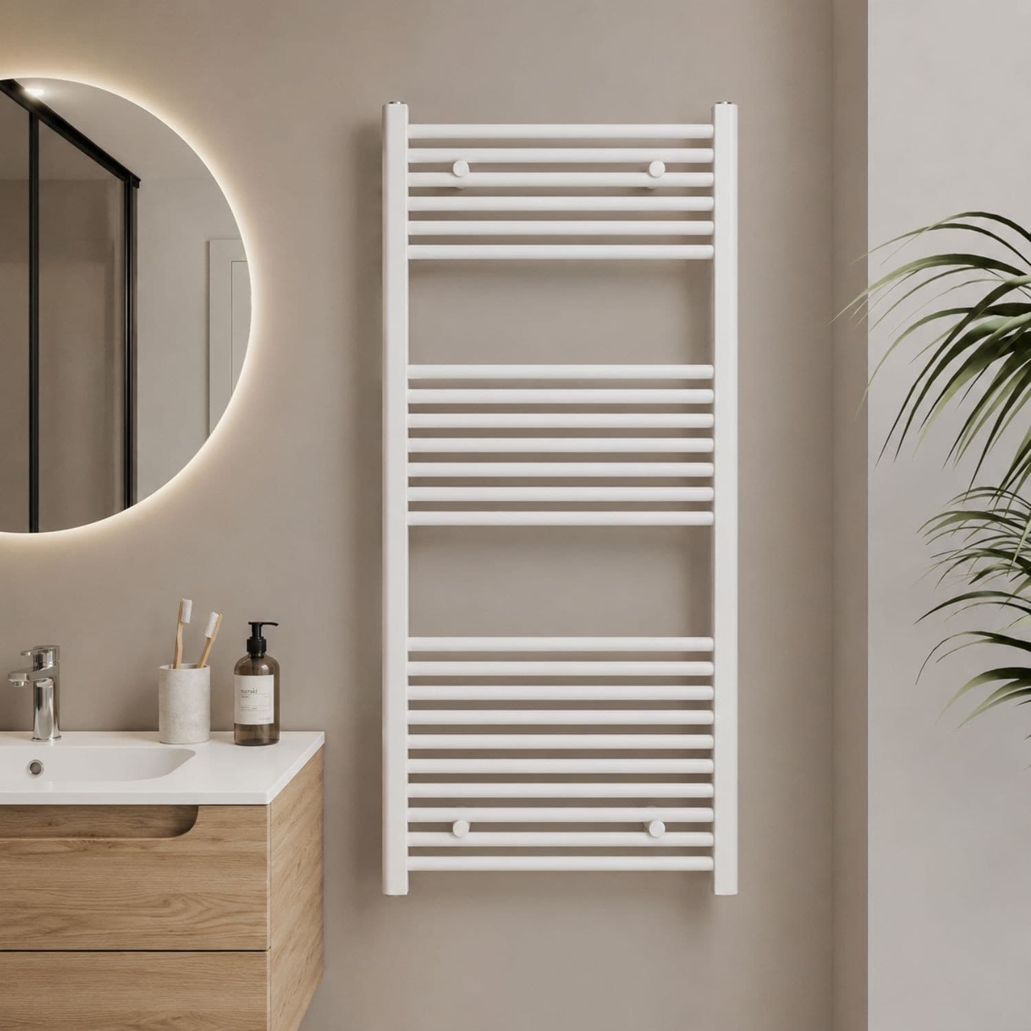 Termoarredo Scaldasalviette Tubolare Tondo In Acciaio Bianco Opaco - 20