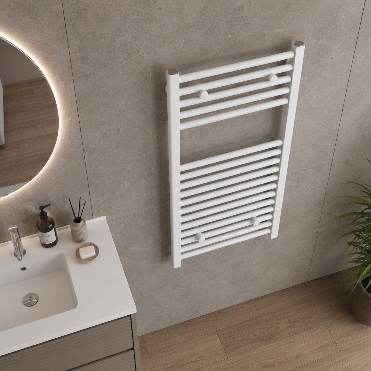 Termoarredo Scaldasalviette Tubolare Tondo In Acciaio Bianco Opaco - 3