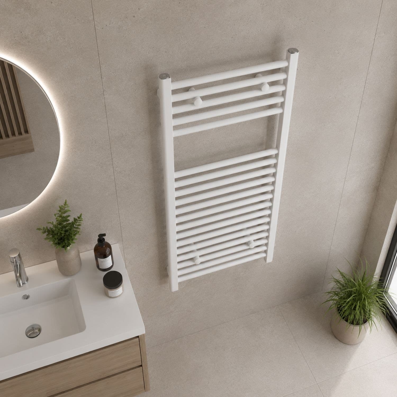Termoarredo Scaldasalviette Tubolare Tondo In Acciaio Bianco Opaco - 21