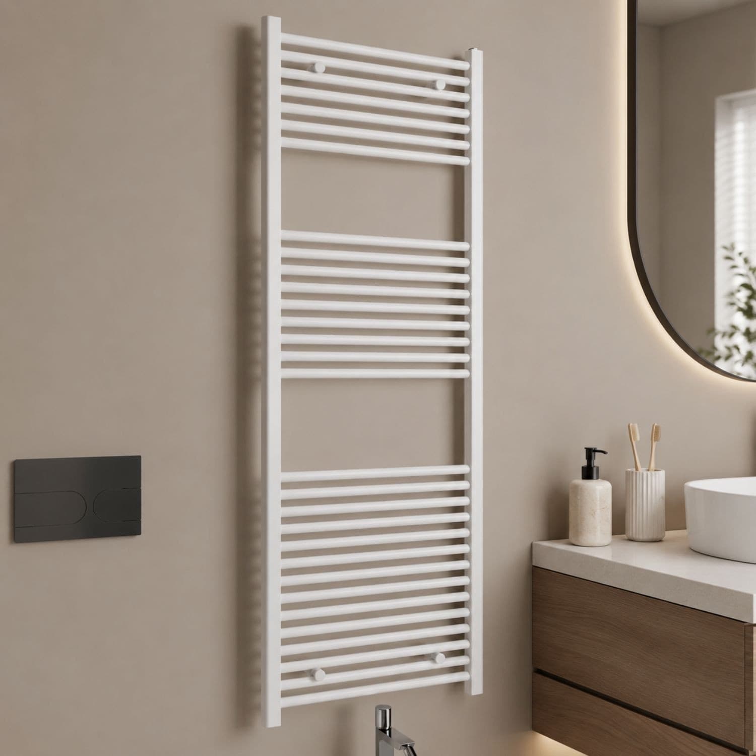 Termoarredo Scaldasalviette Tubolare Tondo In Acciaio Bianco Opaco - 25