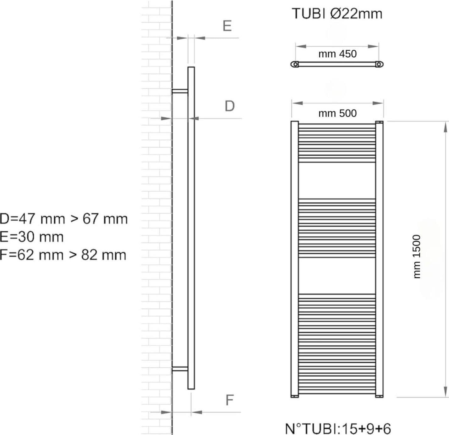 Termoarredo Scaldasalviette Tubolare Tondo In Acciaio Bianco Opaco - 30