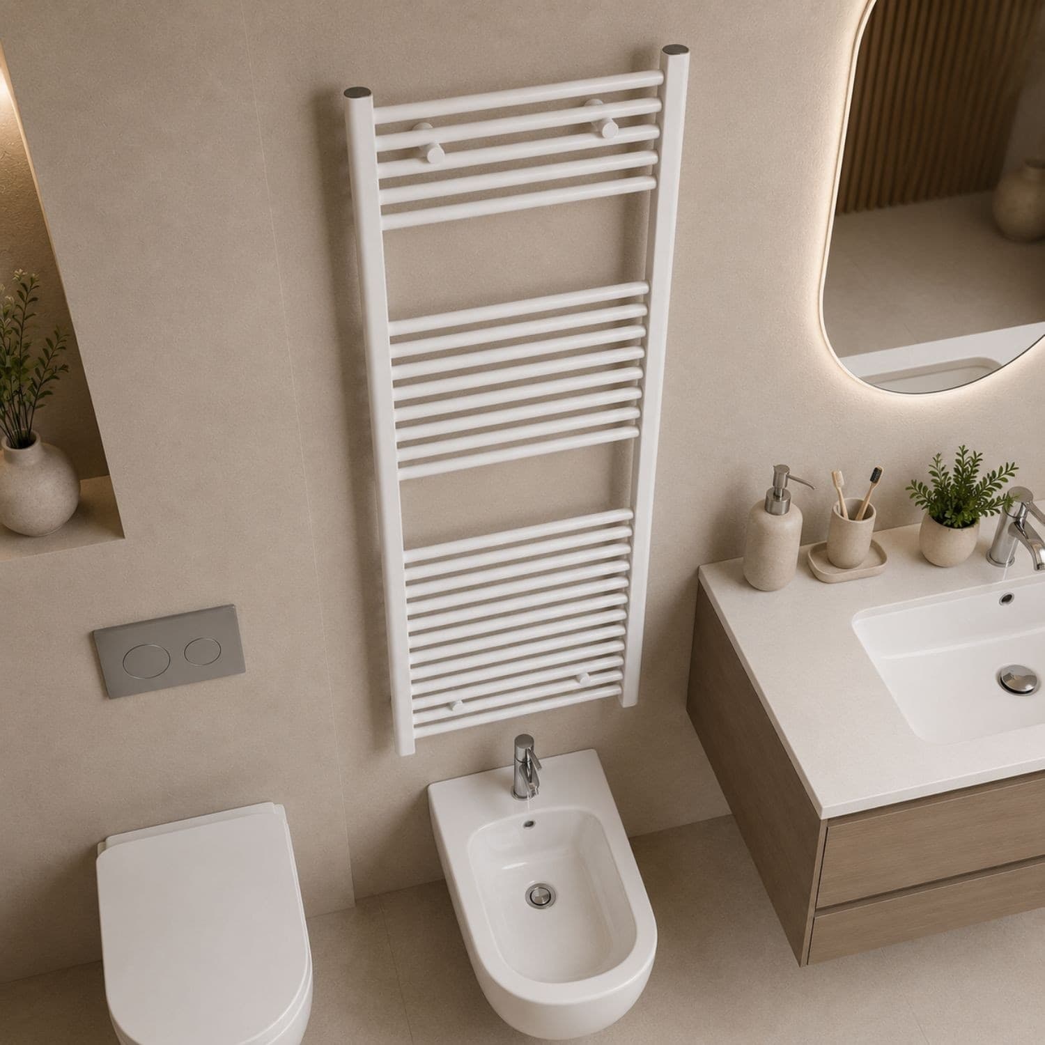 Termoarredo Scaldasalviette Tubolare Tondo In Acciaio Bianco Opaco - 33