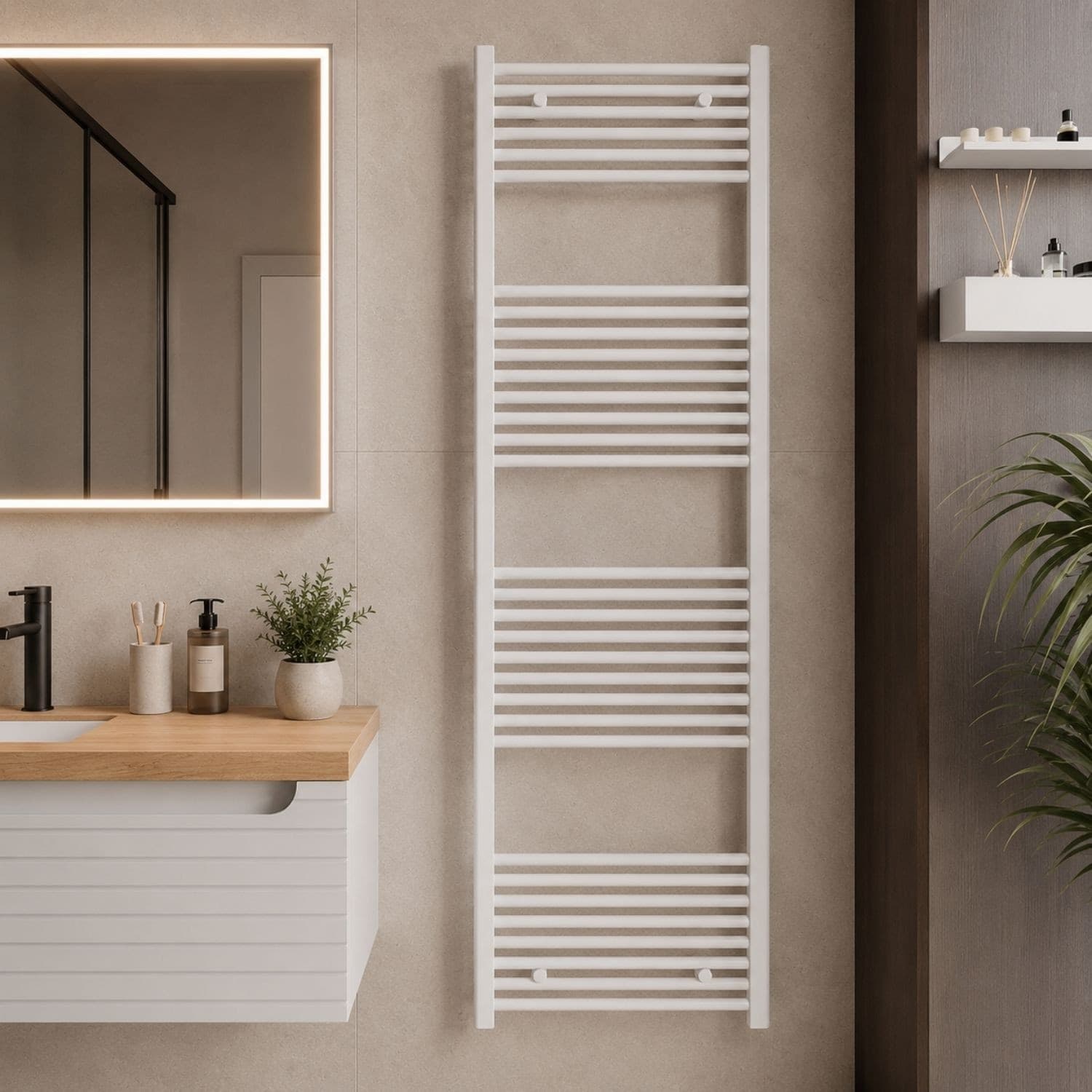 Termoarredo Scaldasalviette Tubolare Tondo In Acciaio Bianco Opaco - 43