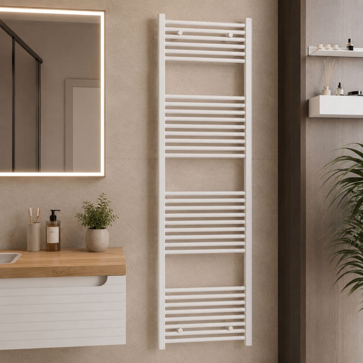 Termoarredo Scaldasalviette Tubolare Tondo In Acciaio Bianco Opaco - 44