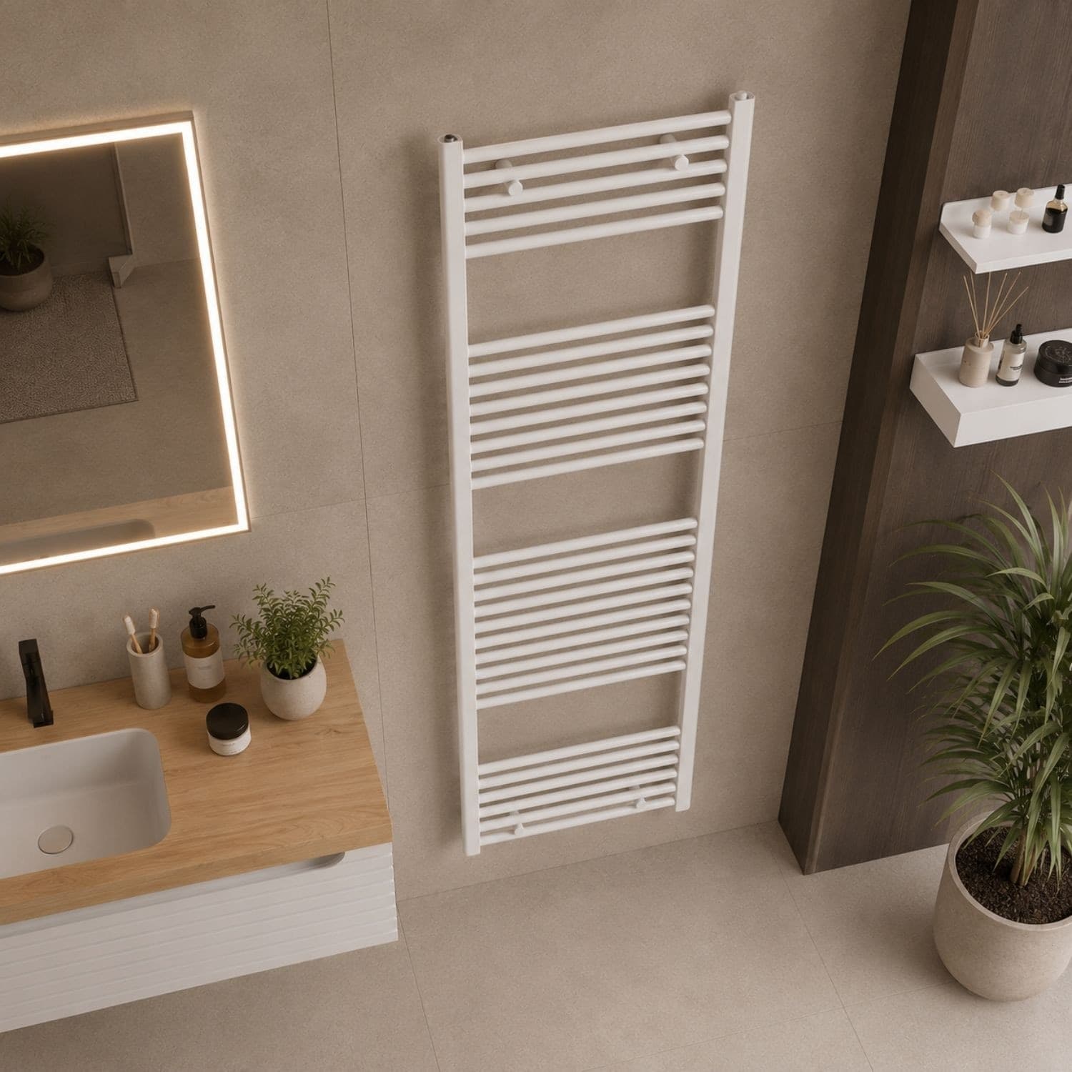 Termoarredo Scaldasalviette Tubolare Tondo In Acciaio Bianco Opaco - 45