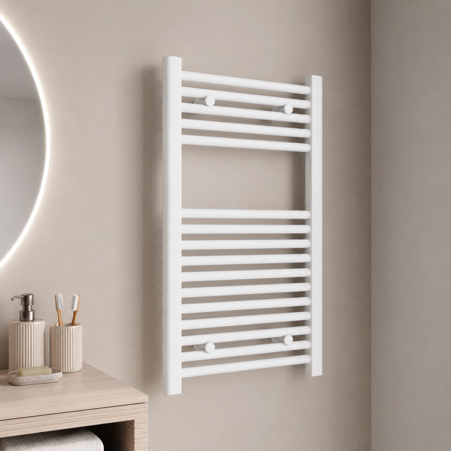 Termoarredo Scaldasalviette Tubolare Tondo In Acciaio Bianco Opaco - 7