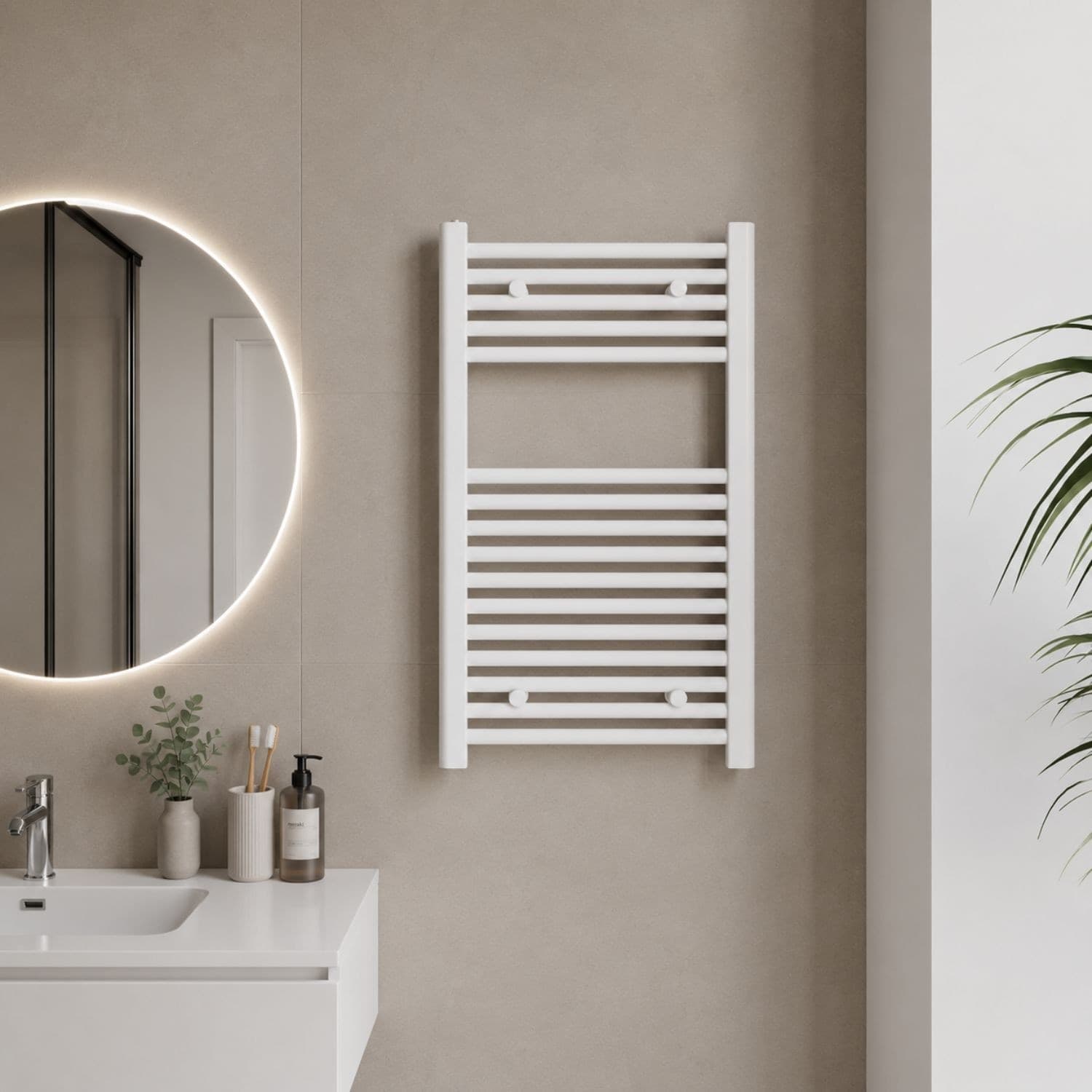 Termoarredo Scaldasalviette Tubolare Tondo In Acciaio Bianco Opaco - 8