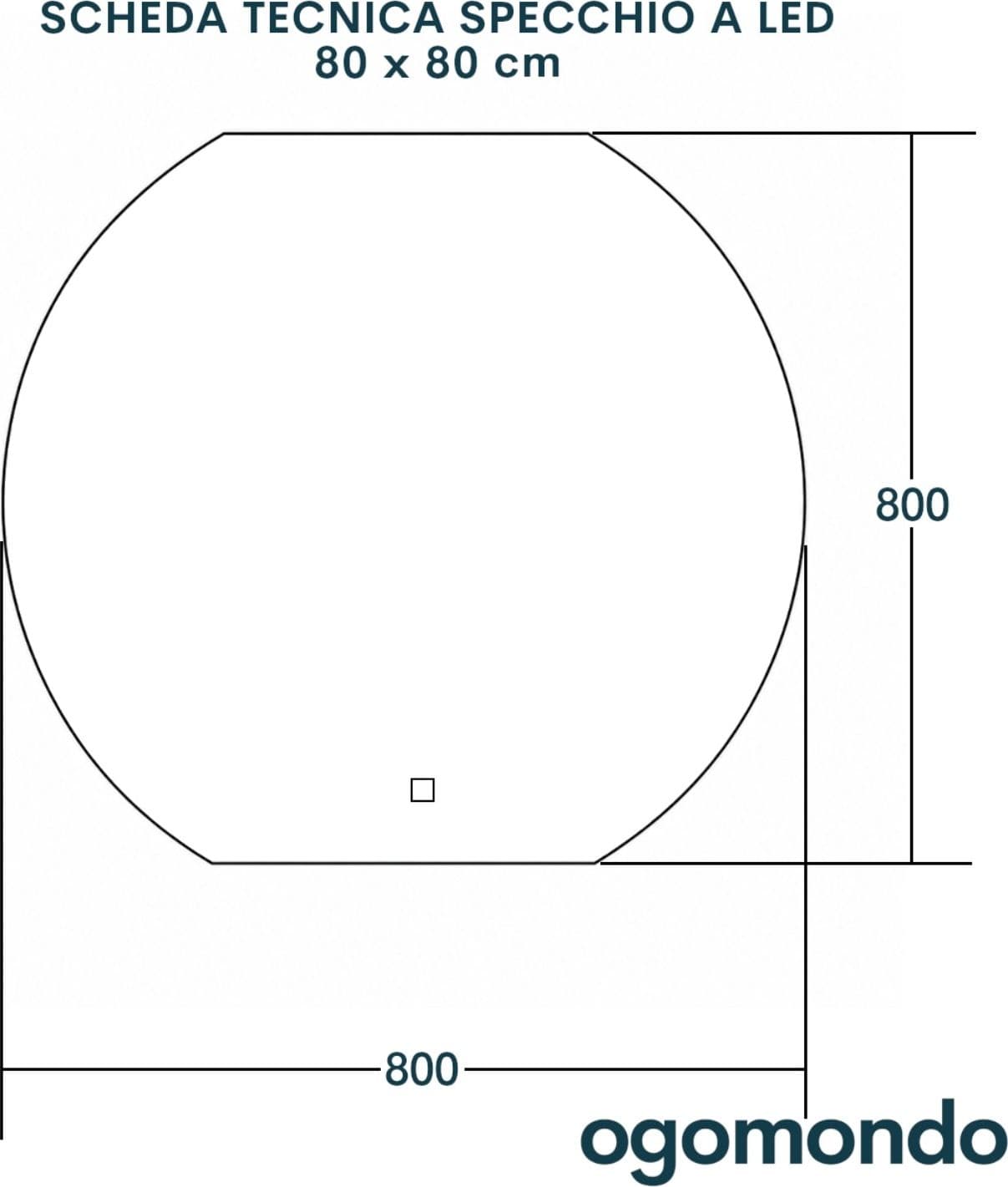 Specchio 5 mm Semicircolare Retroilluminato Led Interruttore Touch - 6