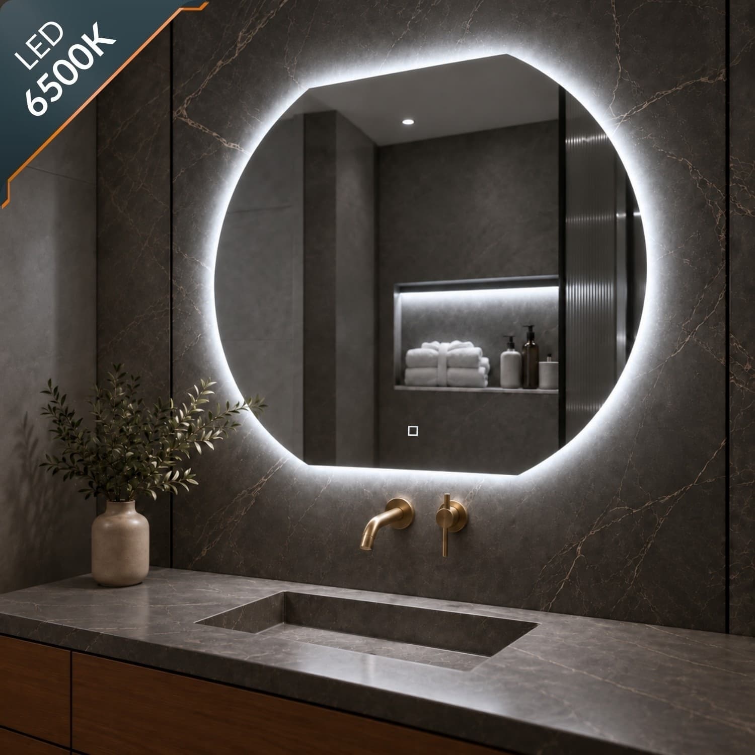Specchio 5 mm Semicircolare Retroilluminato Led Interruttore Touch - 10