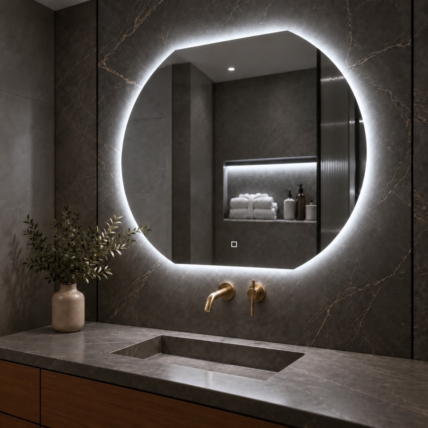 Specchio 5 mm Semicircolare Retroilluminato Led Interruttore Touch - 14