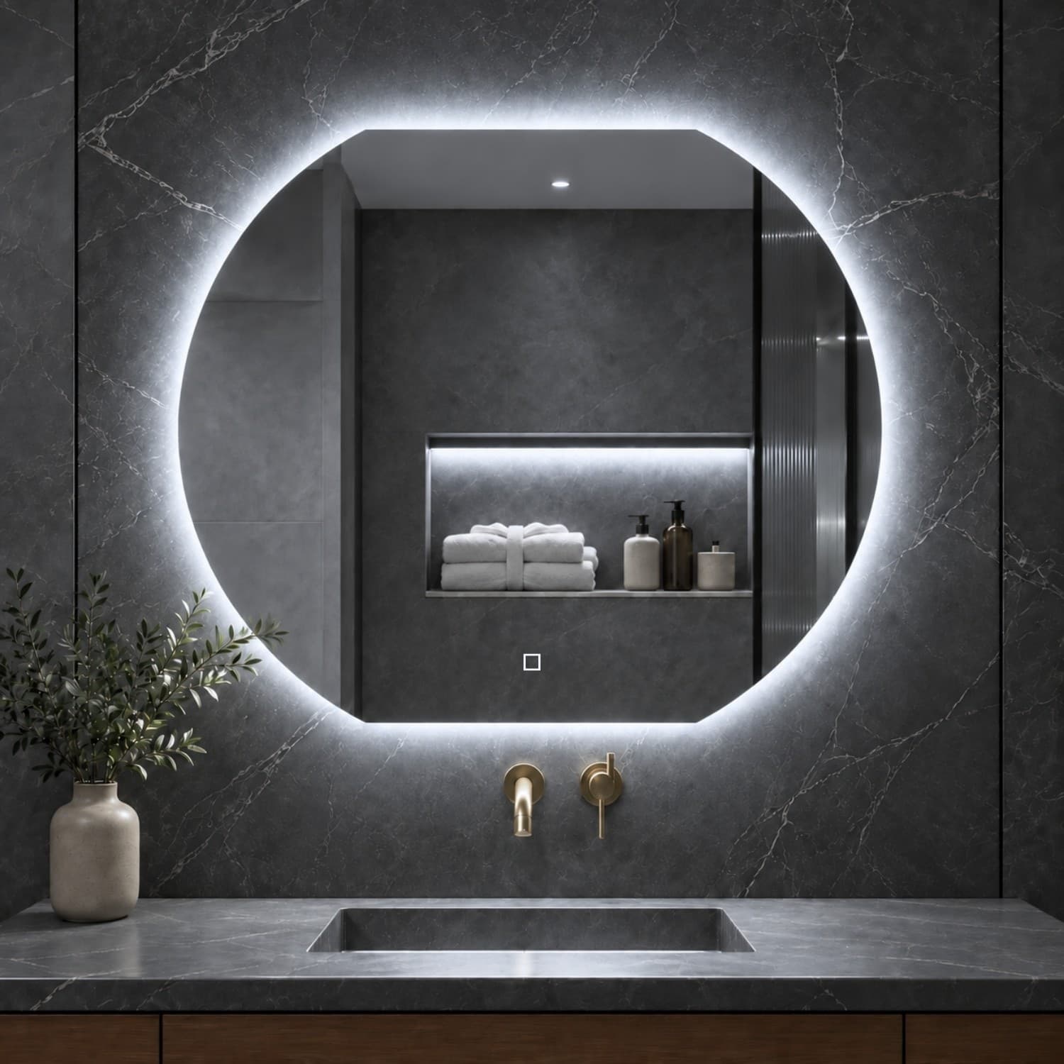 Specchio 5 mm Semicircolare Retroilluminato Led Interruttore Touch - 17