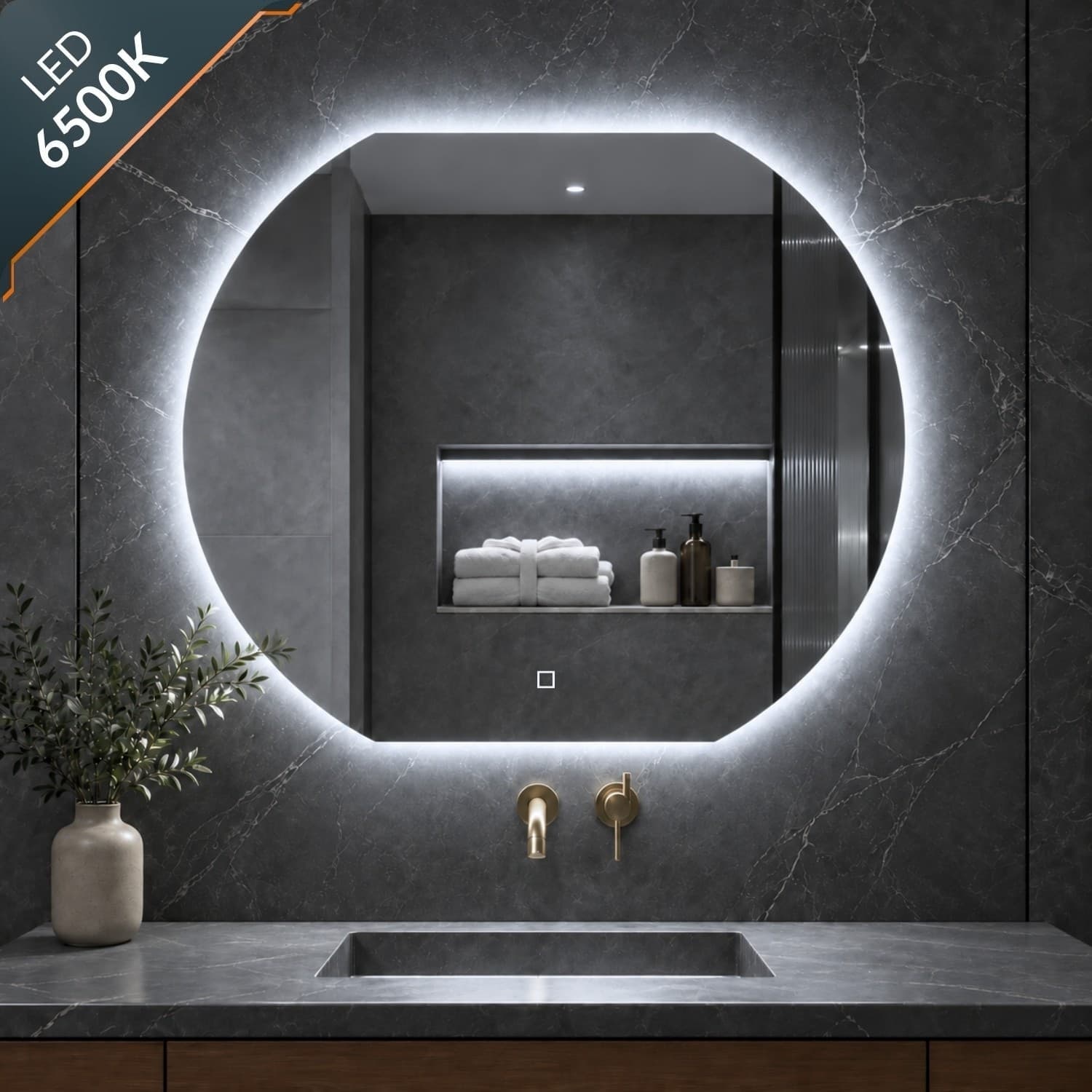 Specchio 5 mm Semicircolare Retroilluminato Led Interruttore Touch - 21