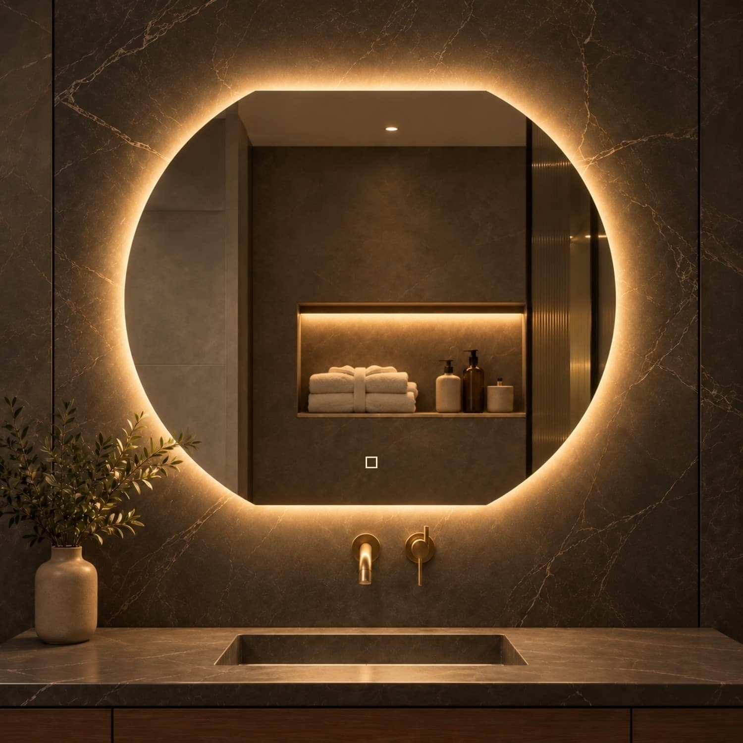 Specchio 5 mm Semicircolare Retroilluminato Led Interruttore Touch - 25