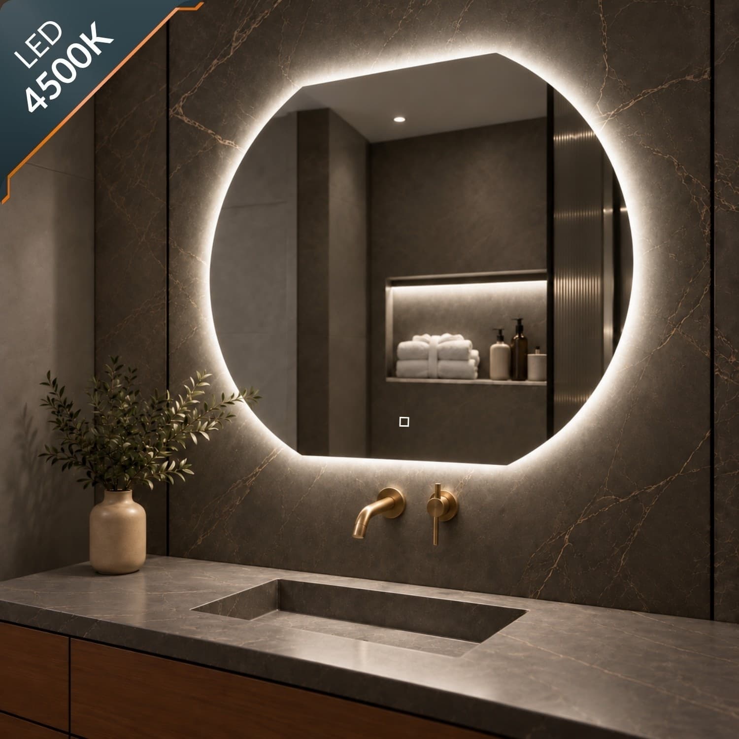 Specchio 5 mm Semicircolare Retroilluminato Led Interruttore Touch - 27
