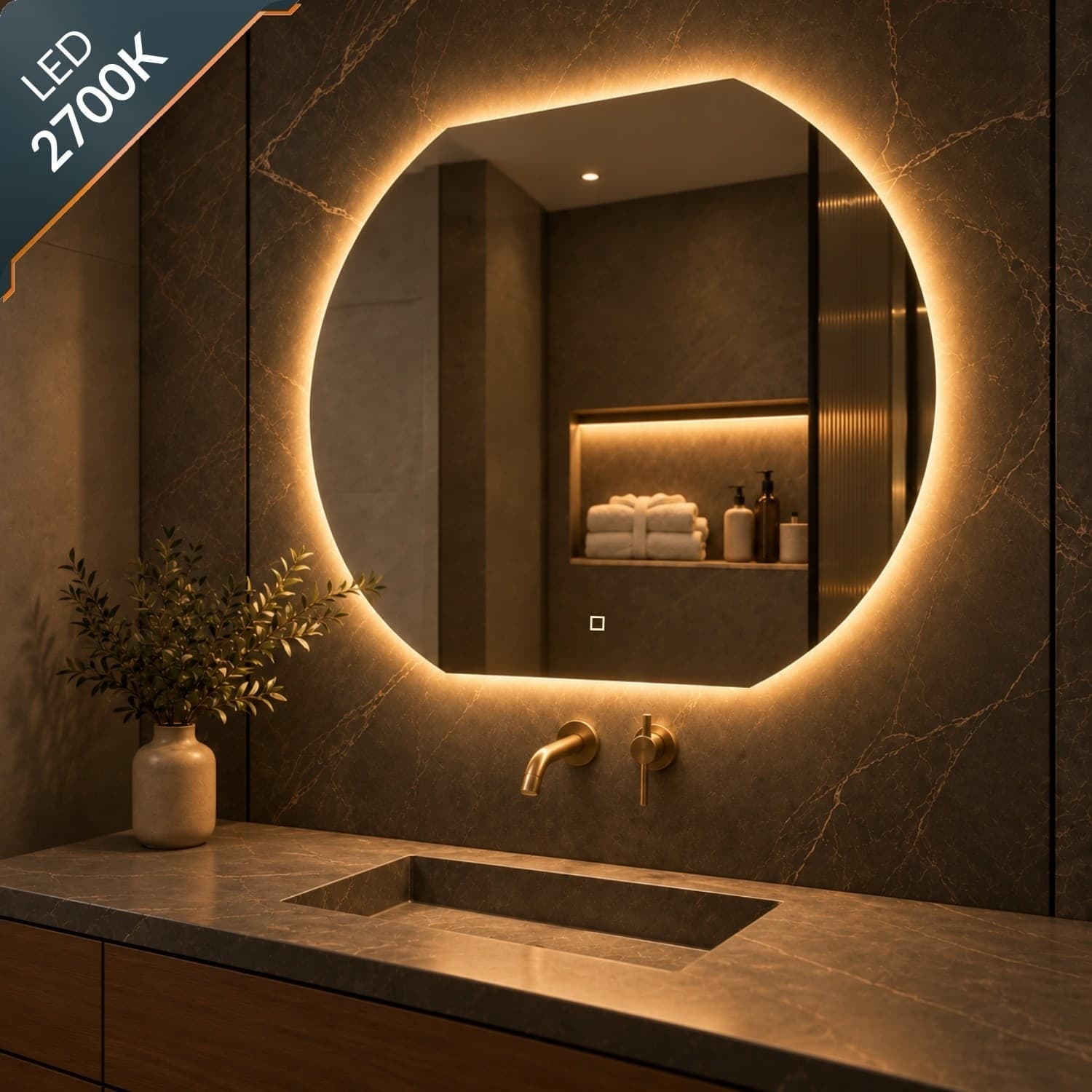Specchio 5 mm Semicircolare Retroilluminato Led Interruttore Touch - 32