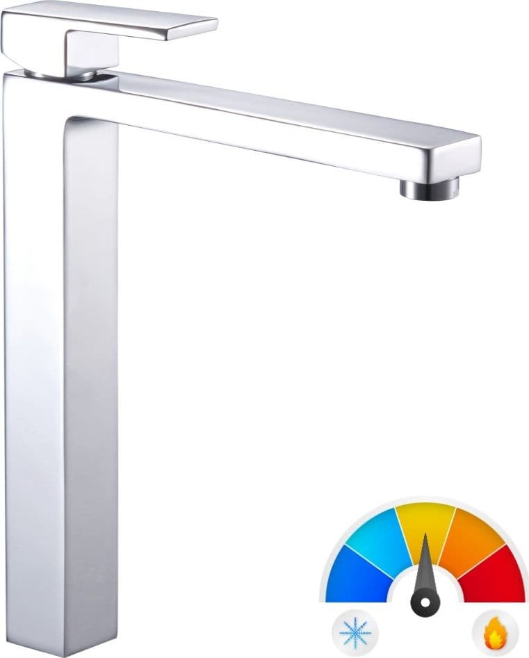 Ogomondo Miscelatore Rubinetto Lavabo Appoggio Purple Bocca Alta Cromo Lucido - 4