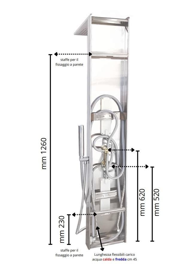 Colonna Doccia Attrezzata Easy in Acciaio Inox Con Cascata Spazzolata 150x23x53 - 3