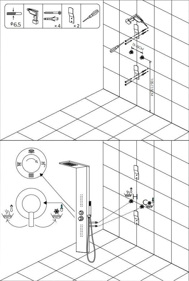Colonna Doccia Attrezzata Easy in Acciaio Inox Con Cascata Spazzolata 150x23x53 - 4