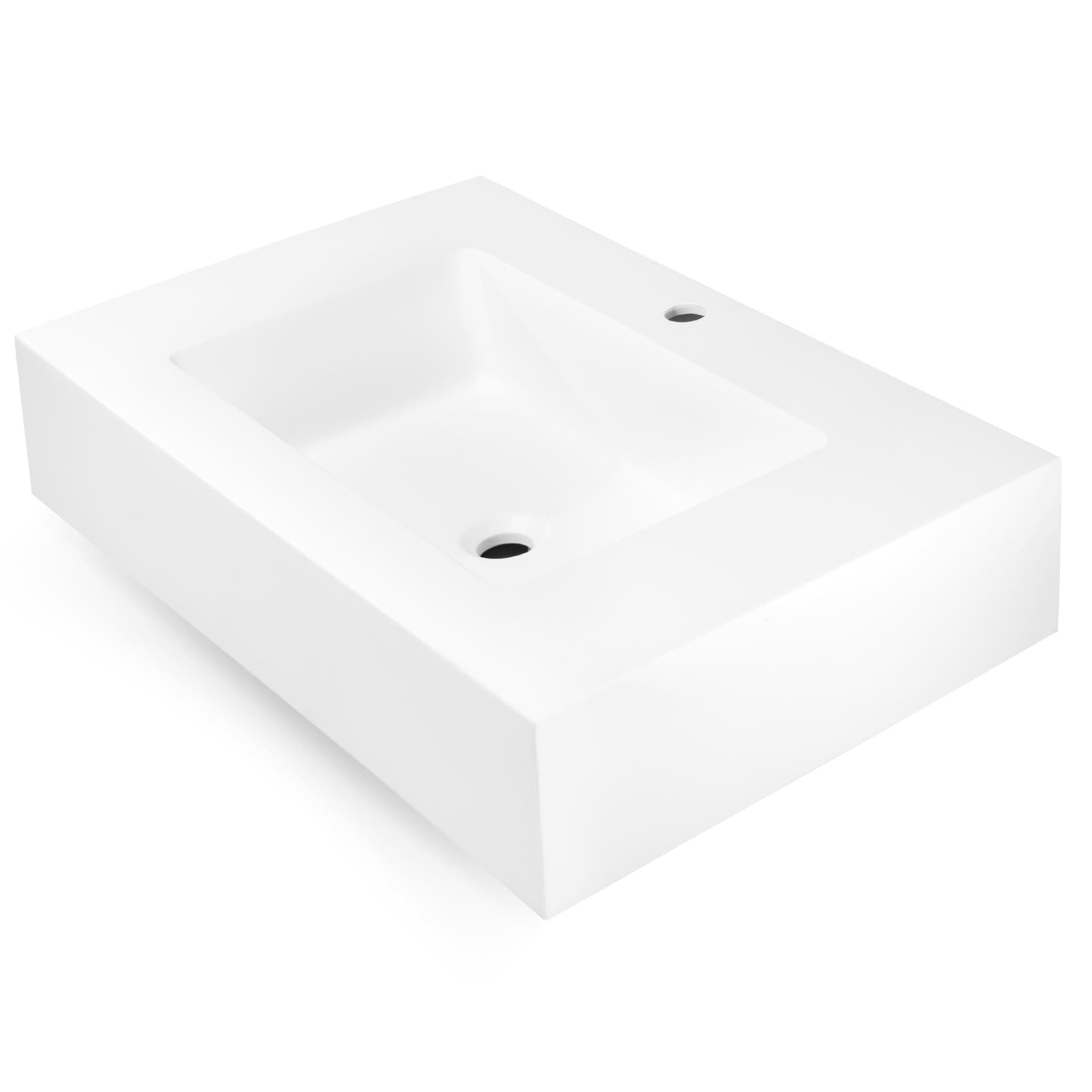 Top Lavabo Sospeso in Materiale Marmo Resina Finitura Liscia Due Colorazioni - 33