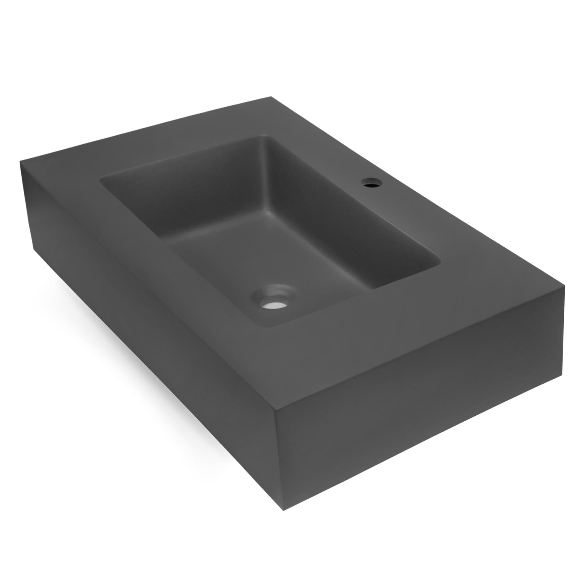 Top Lavabo Sospeso in Materiale Marmo Resina Finitura Liscia Due Colorazioni - 34