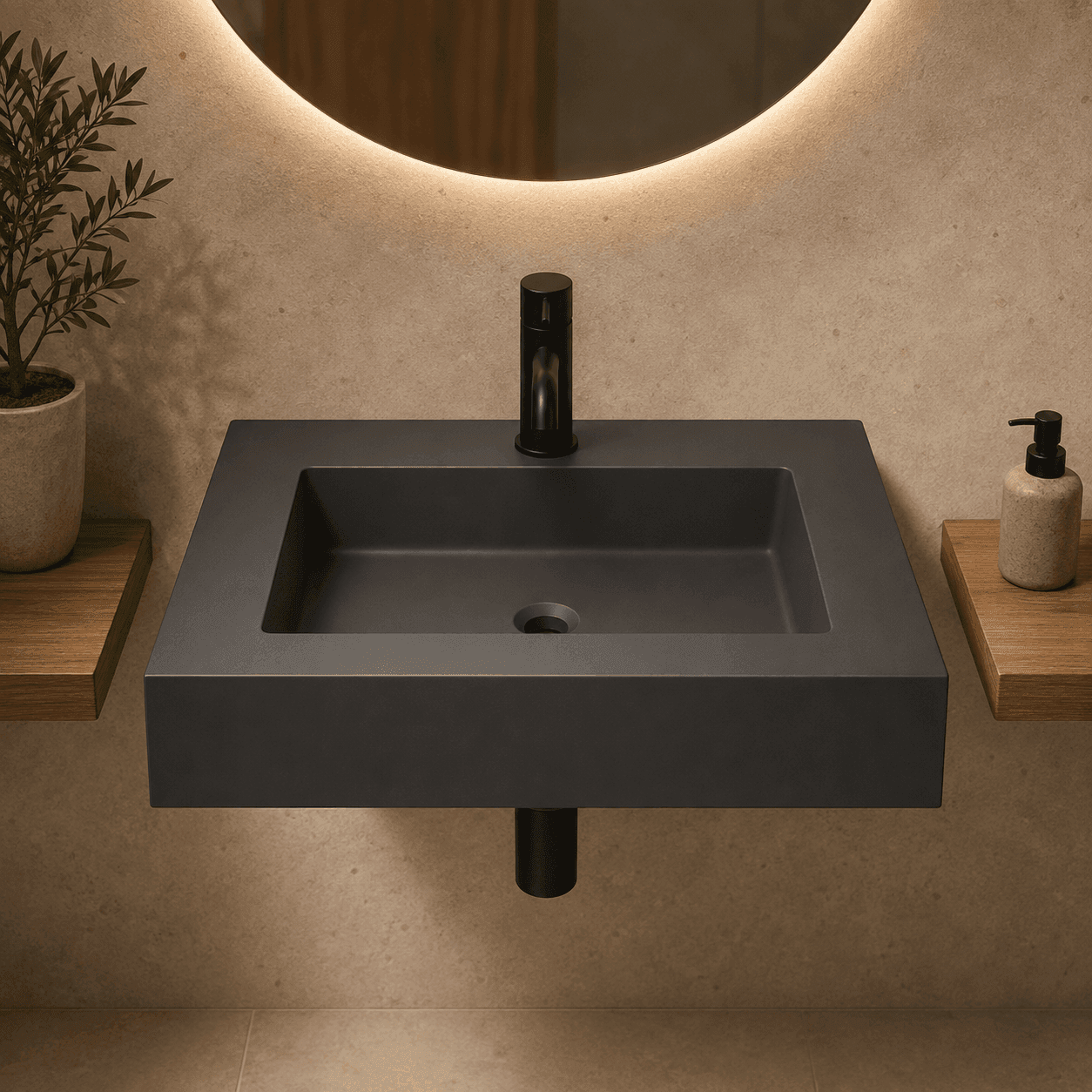 Top Lavabo Sospeso Serie Dustin In Mineral Marmo Finitura Liscia - 21