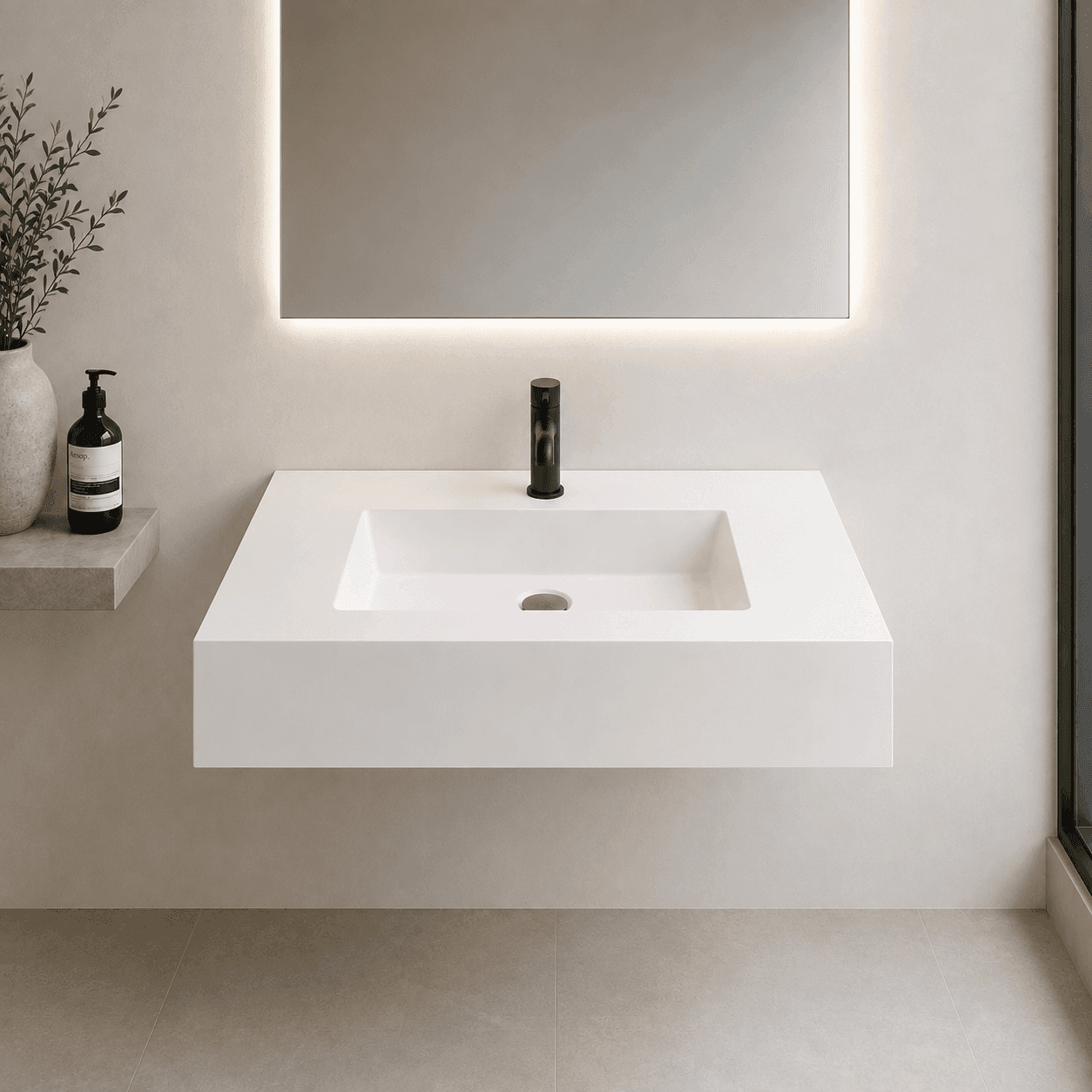 Top Lavabo Sospeso Serie Dustin In Mineral Marmo Finitura Liscia - 27