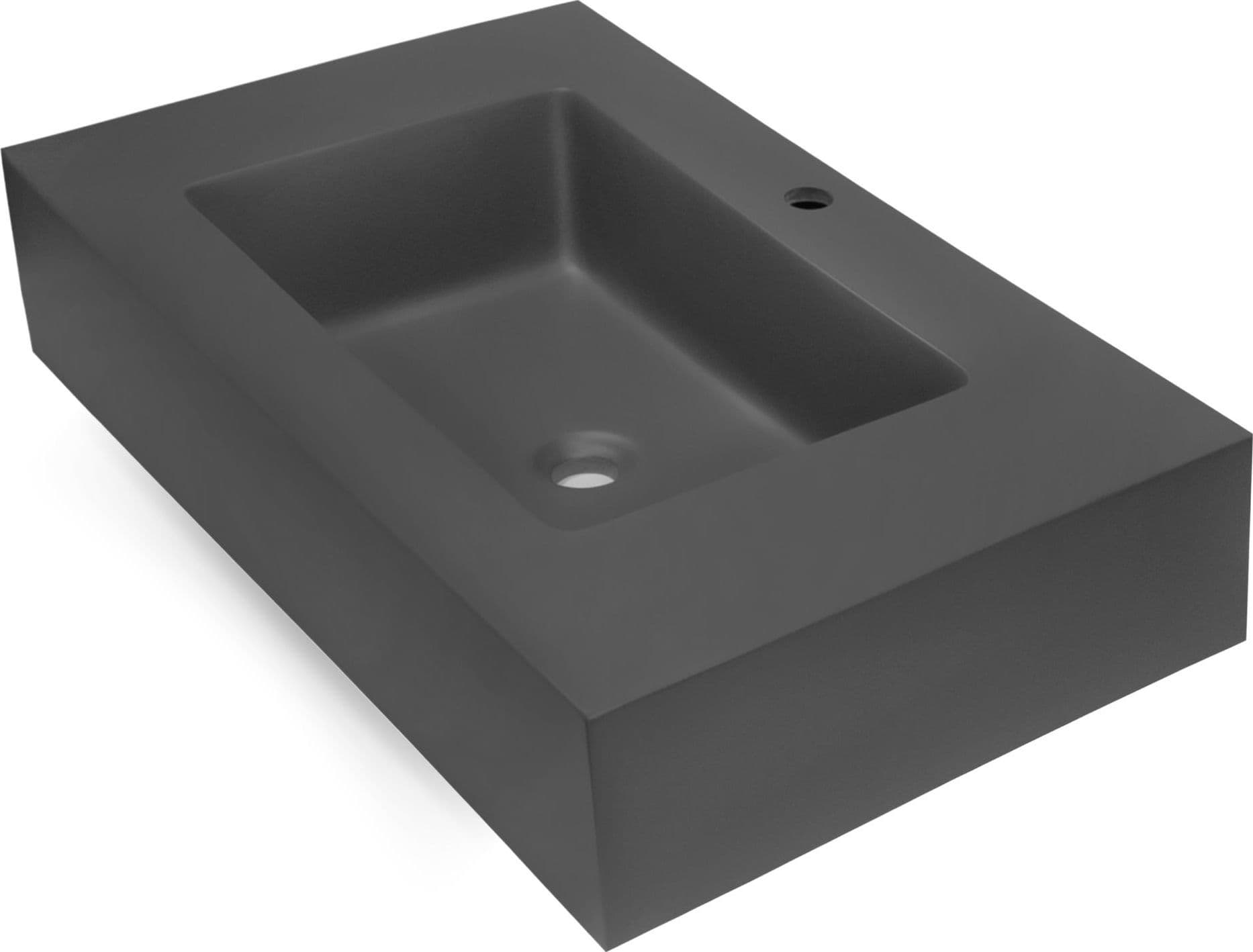 Top Lavabo Sospeso in Materiale Marmo Resina Finitura Liscia Due Colorazioni - 28