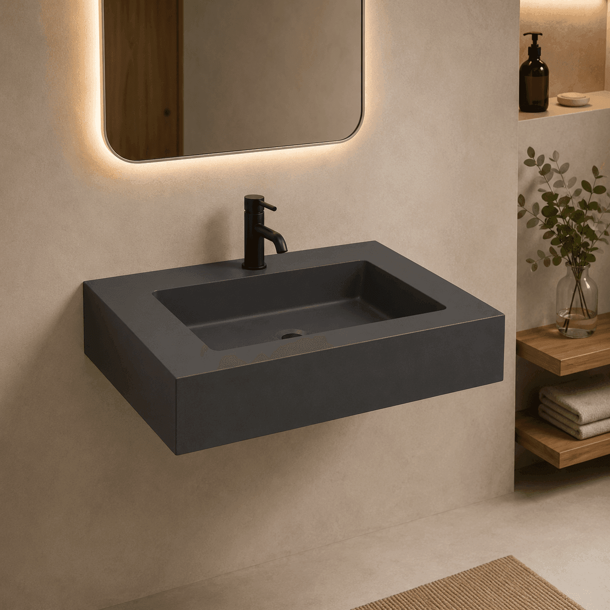 Top Lavabo Sospeso Serie Dustin In Mineral Marmo Finitura Liscia - 43