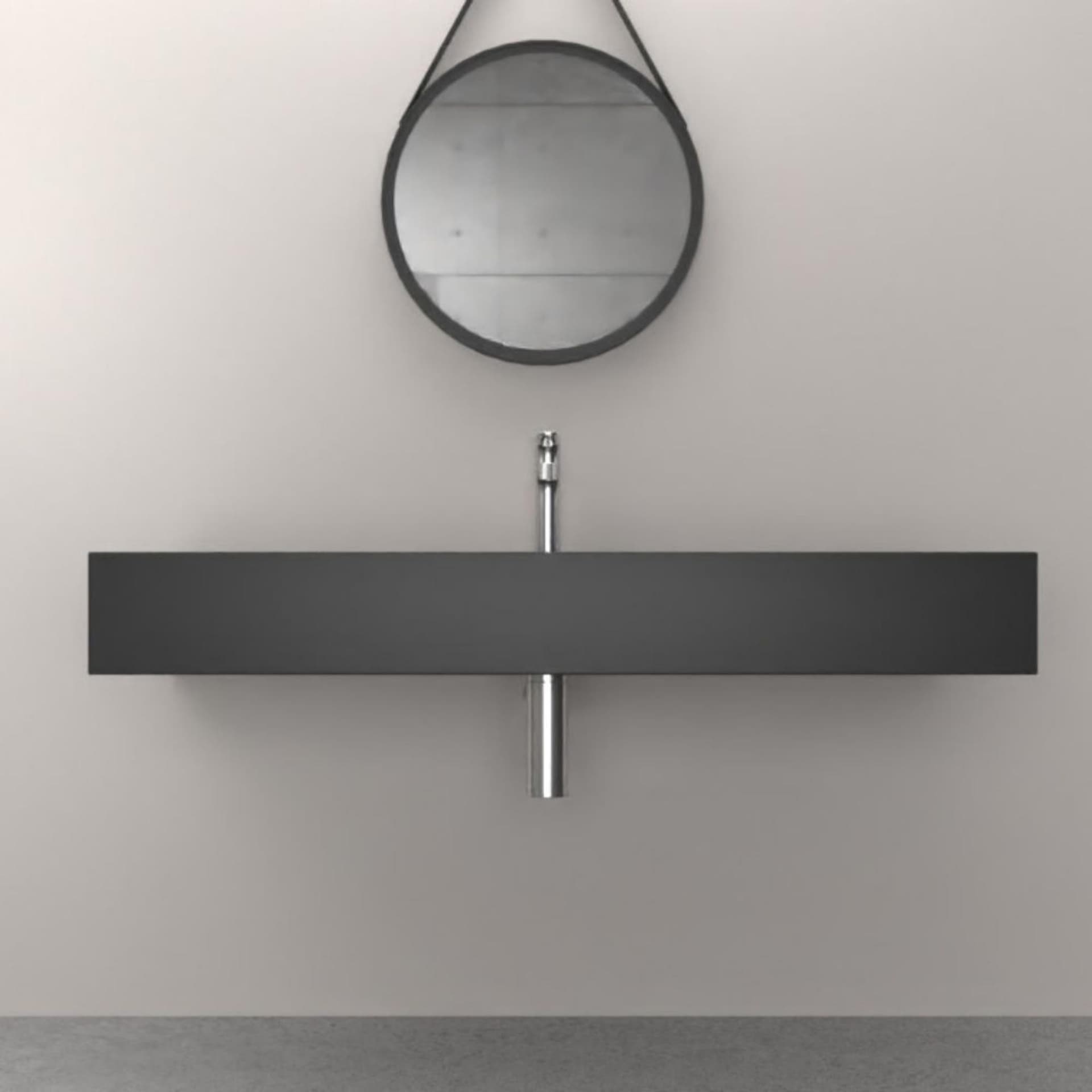 Top Lavabo Sospeso in Materiale Marmo Resina Finitura Liscia Due Colorazioni - 8