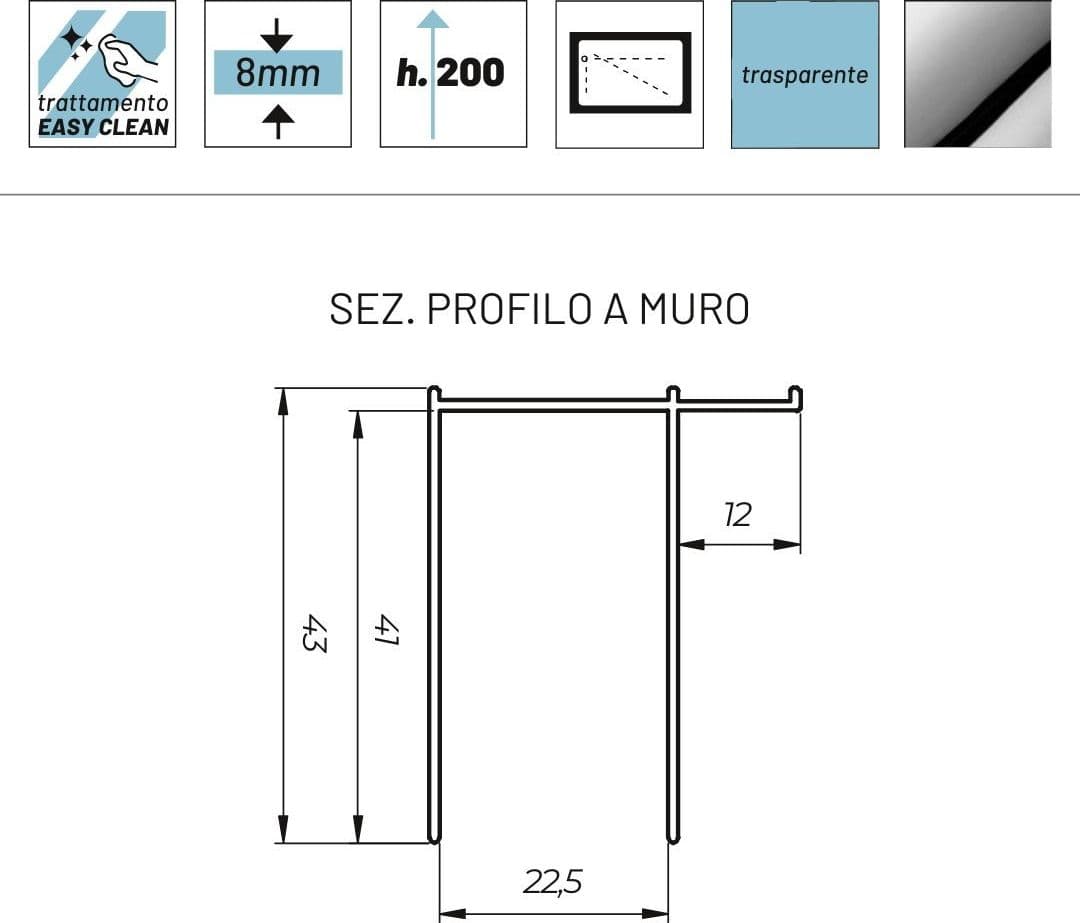 Parete Doccia Walk In Basculante Lorna L112F Cristallo 8 Millimetri 157-159 cm - 3