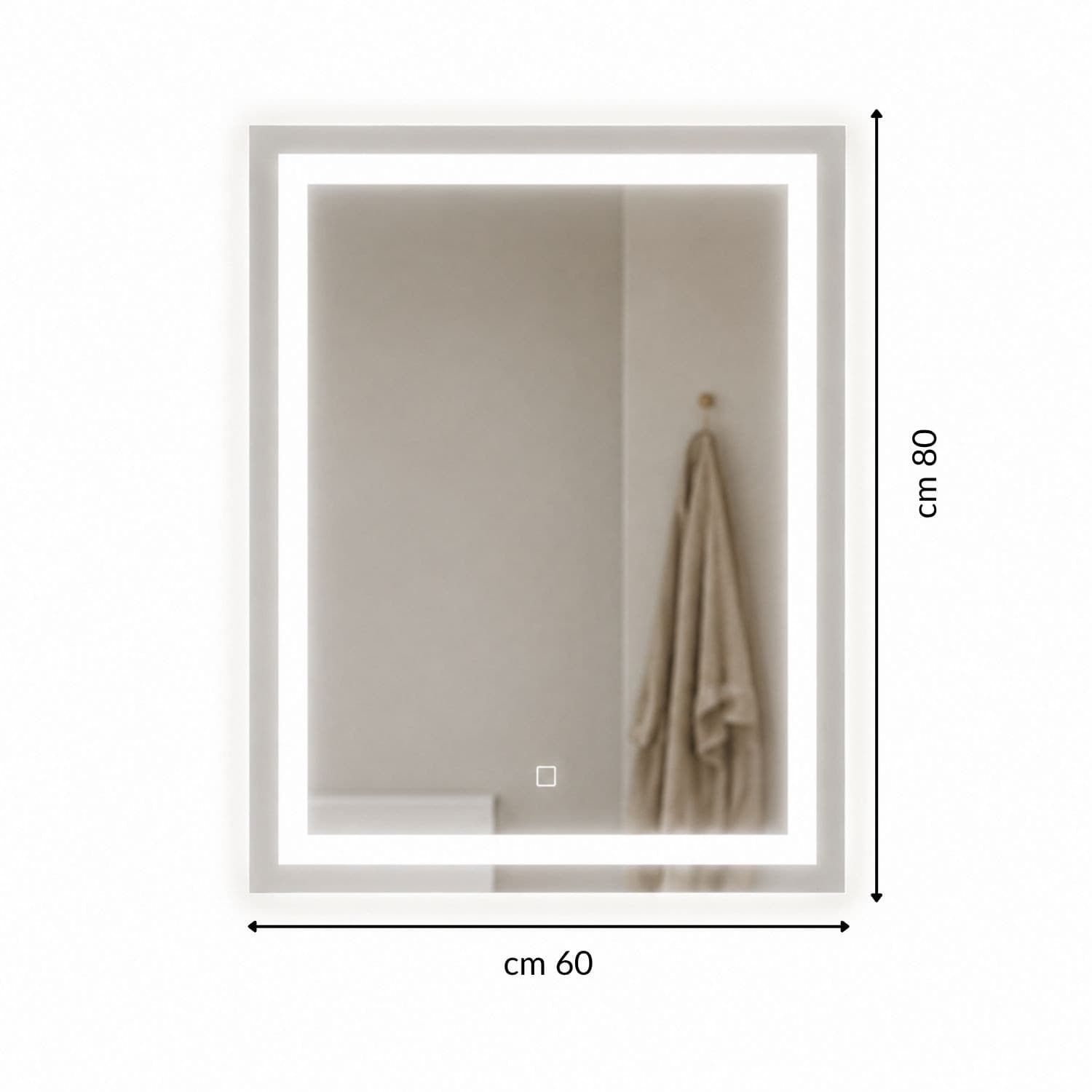 Specchio Rettangolare Con Cornice Led E Interruttore Touch - 18