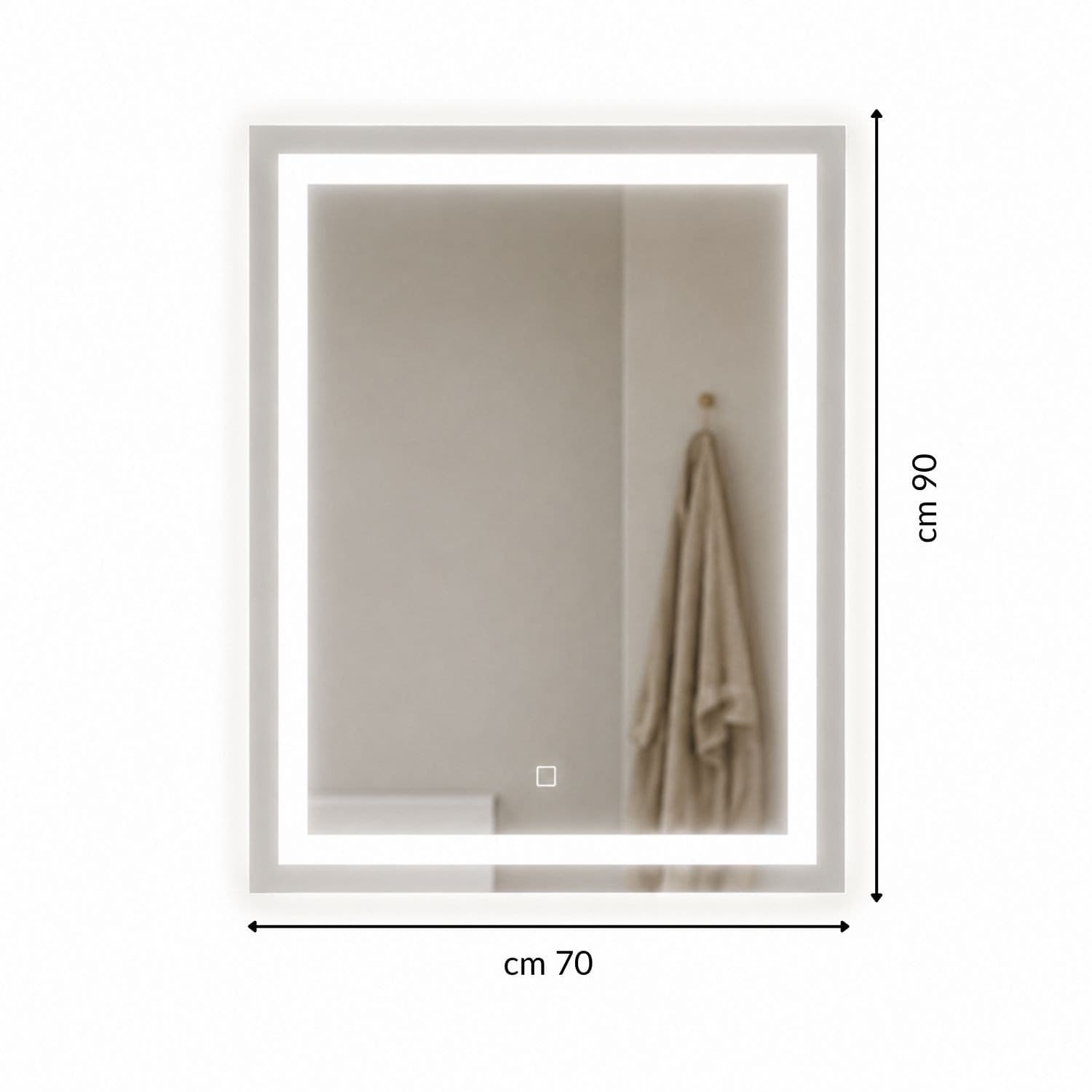 Specchio Rettangolare Con Cornice Led E Interruttore Touch - 24