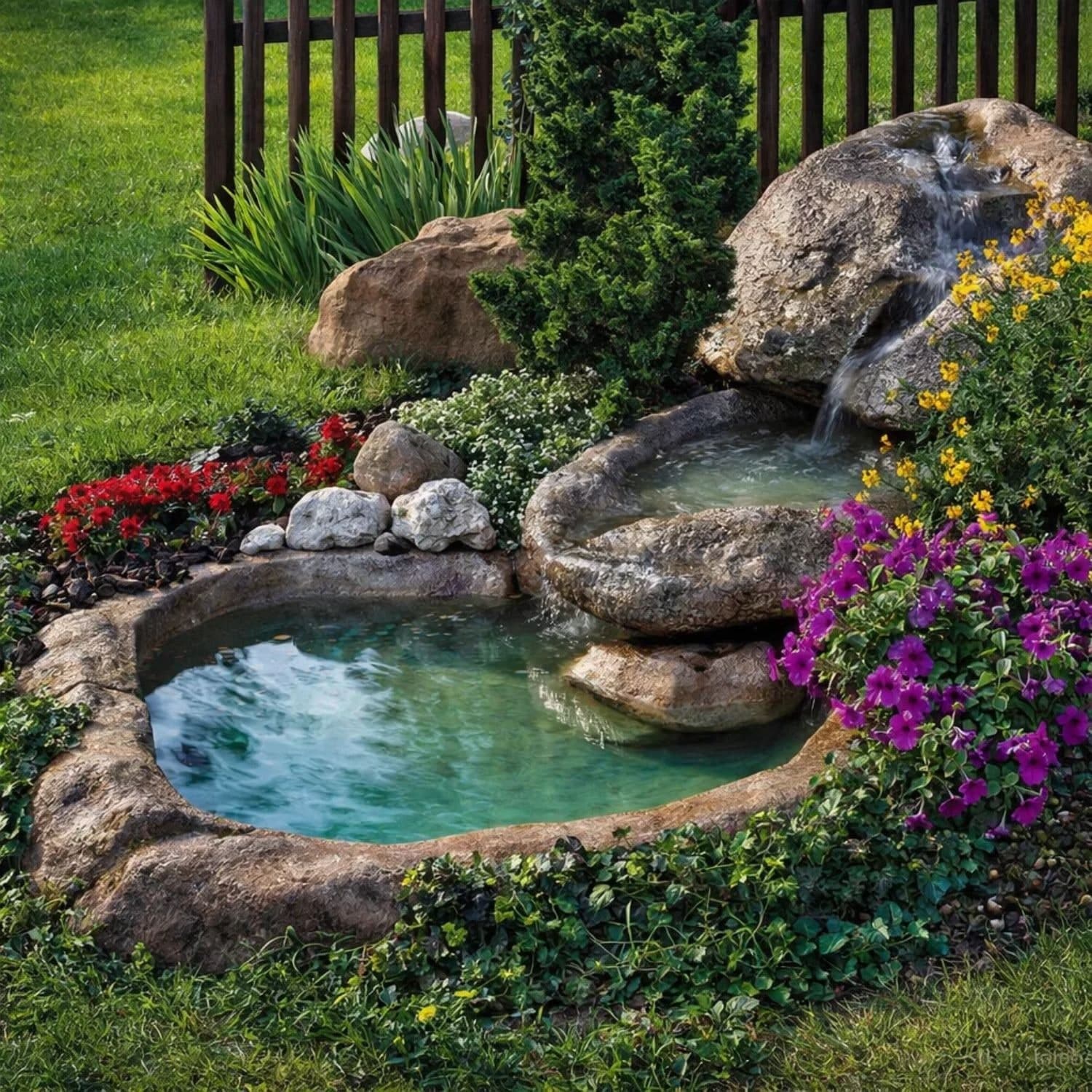 Cascata da Giardino Marmore con Pompa e Filtro con Laghetto di Raccolta Resina - 2
