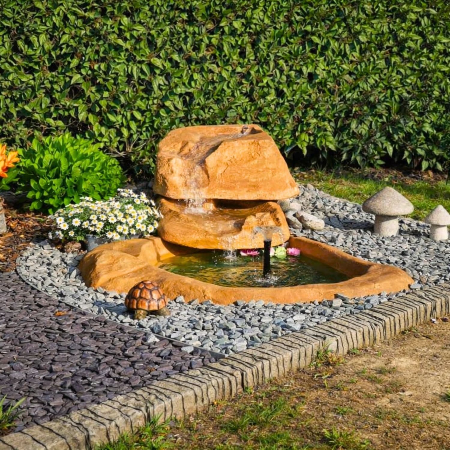 Cascata da Giardino Marmore con Pompa e Filtro con Laghetto di Raccolta Resina - 4