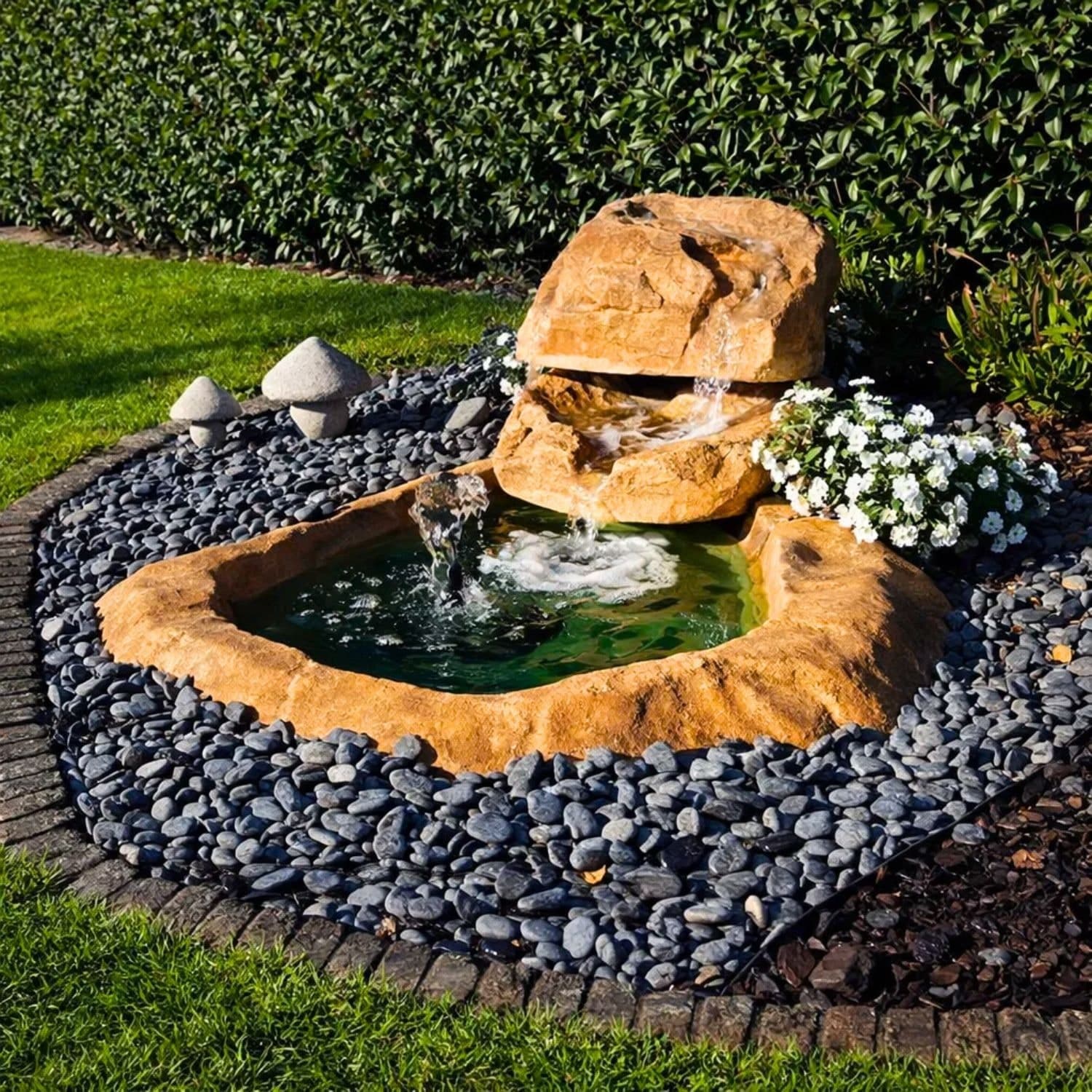 Cascata da Giardino Marmore con Pompa e Filtro con Laghetto di Raccolta Resina - 6