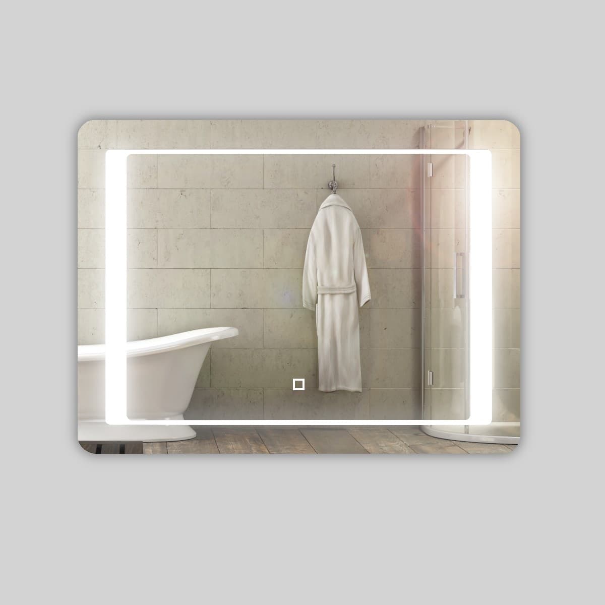 Specchio 5 mm Rettangolare Cornice Led Interruttore Touch Alluminio MDF - 9