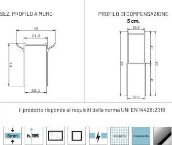 Porta Doccia Battente Briar Cromo Regolabile Cristallo Temperato 6 mm - 11