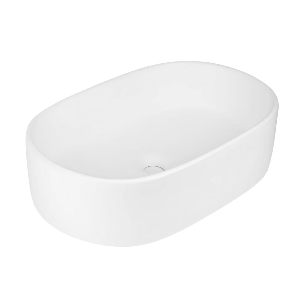 Lavabo Da Appoggio Ceramica Bianco Ovale Arredo Bagno Lavandino 56x35x14 Cm - 7