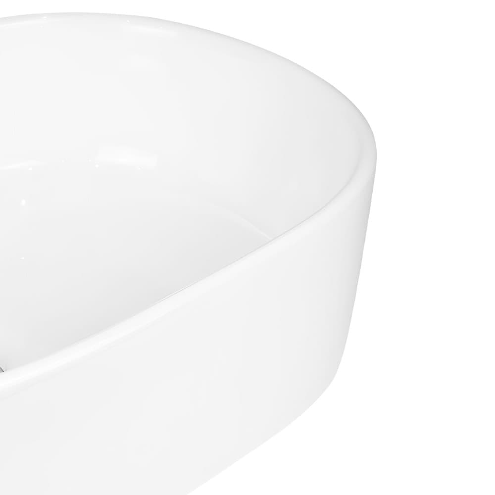 Lavabo Da Appoggio Ceramica Bianco Ovale Arredo Bagno Lavandino 56x35x14 Cm - 2