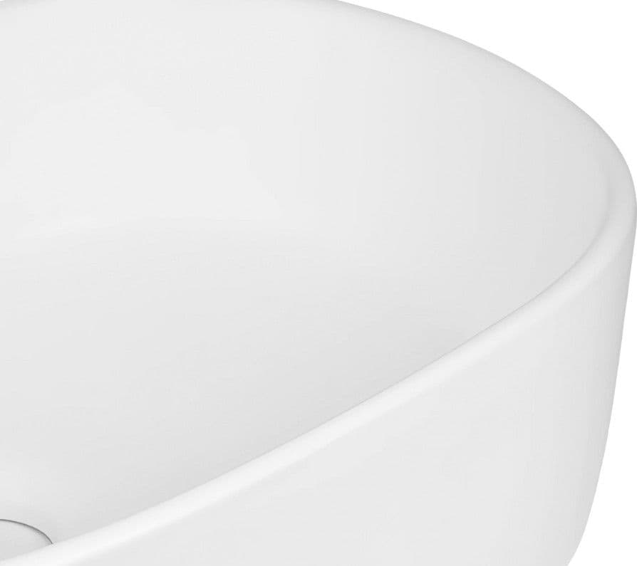 Lavabo Da Appoggio Ceramica Bianco Ovale Arredo Bagno Lavandino 56x35x14 Cm - 5