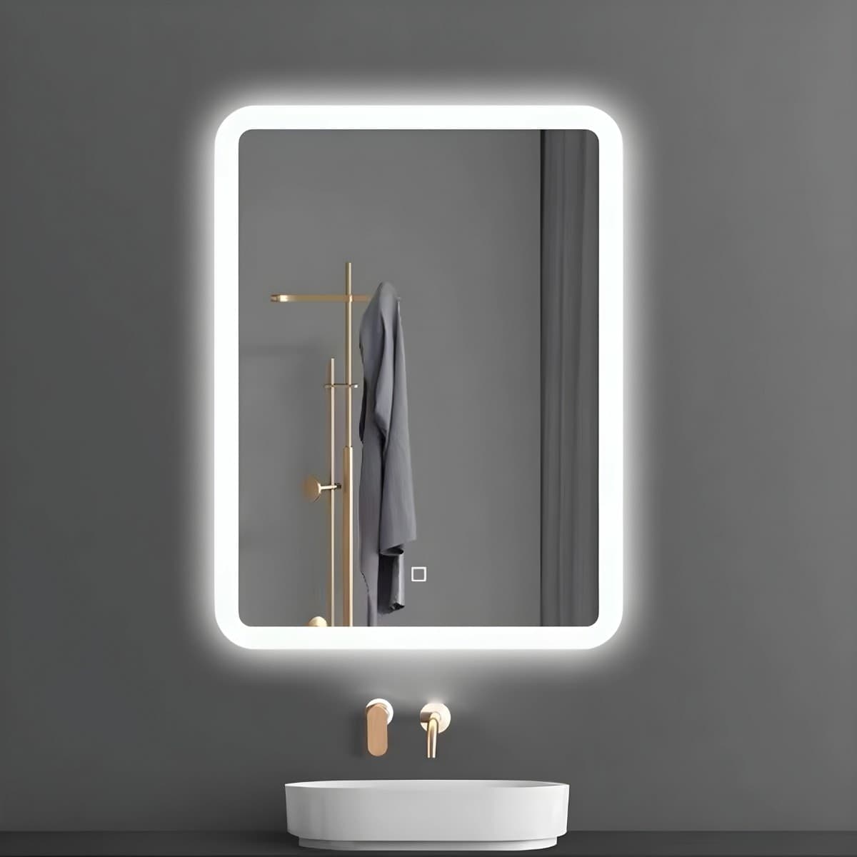 Specchio 5 mm Rettangolare Led Interruttore Touch Alluminio MDF Bagno - 11