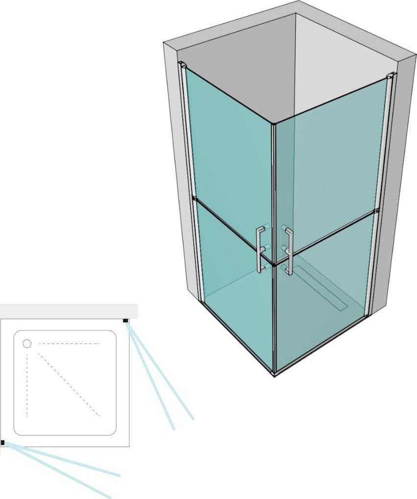 Box Doccia Angolare Disabili Ante Battenti Crocus Cristallo 6 mm Trasparente - 2